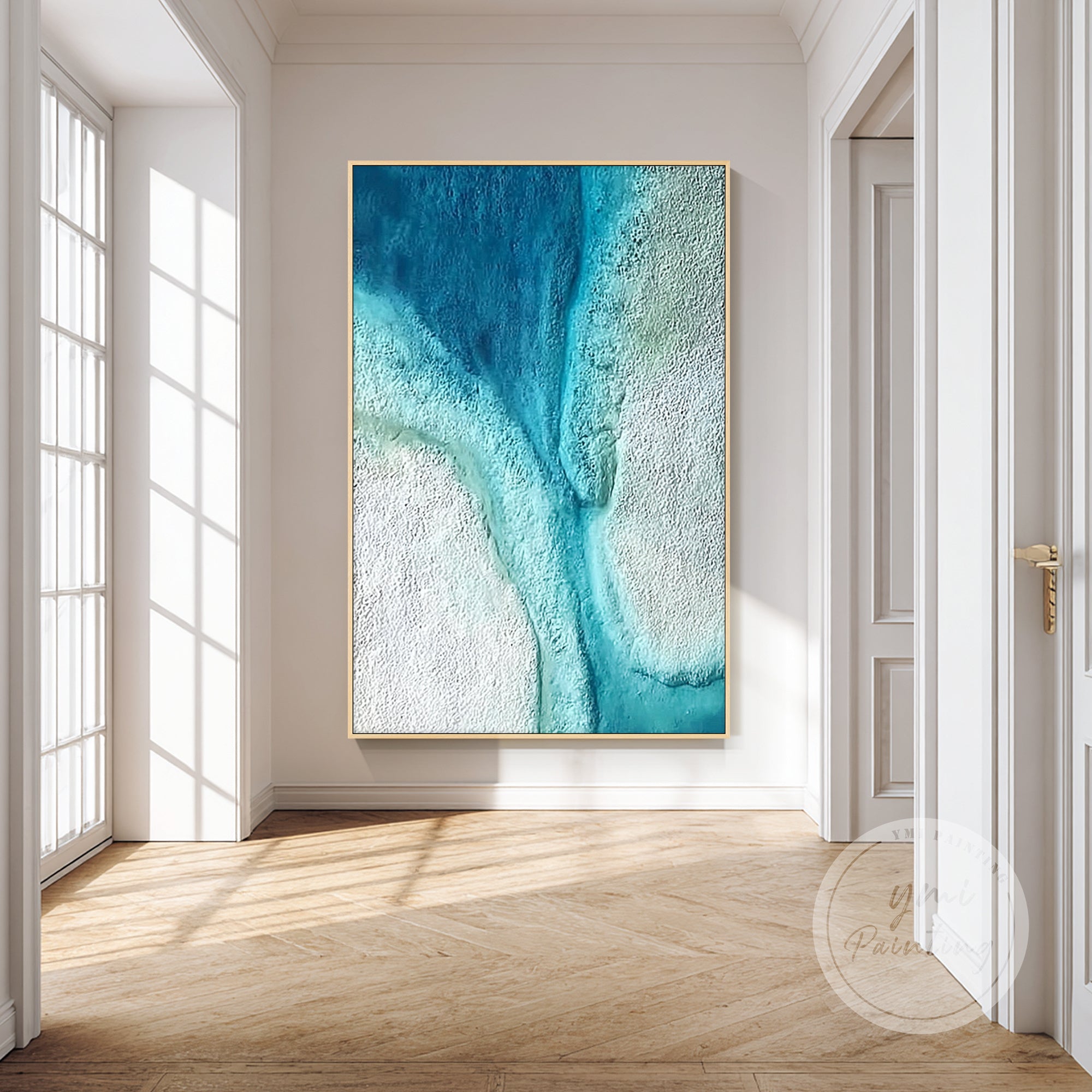 minimalist blue coastal artwork abstract design