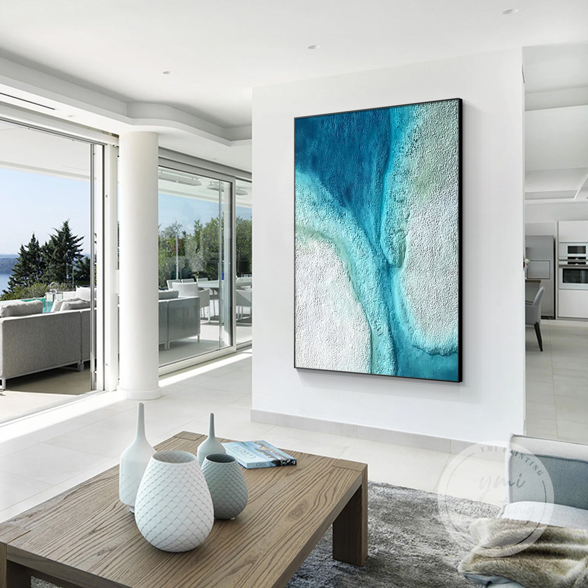 turquoise ocean abstract painting wall art