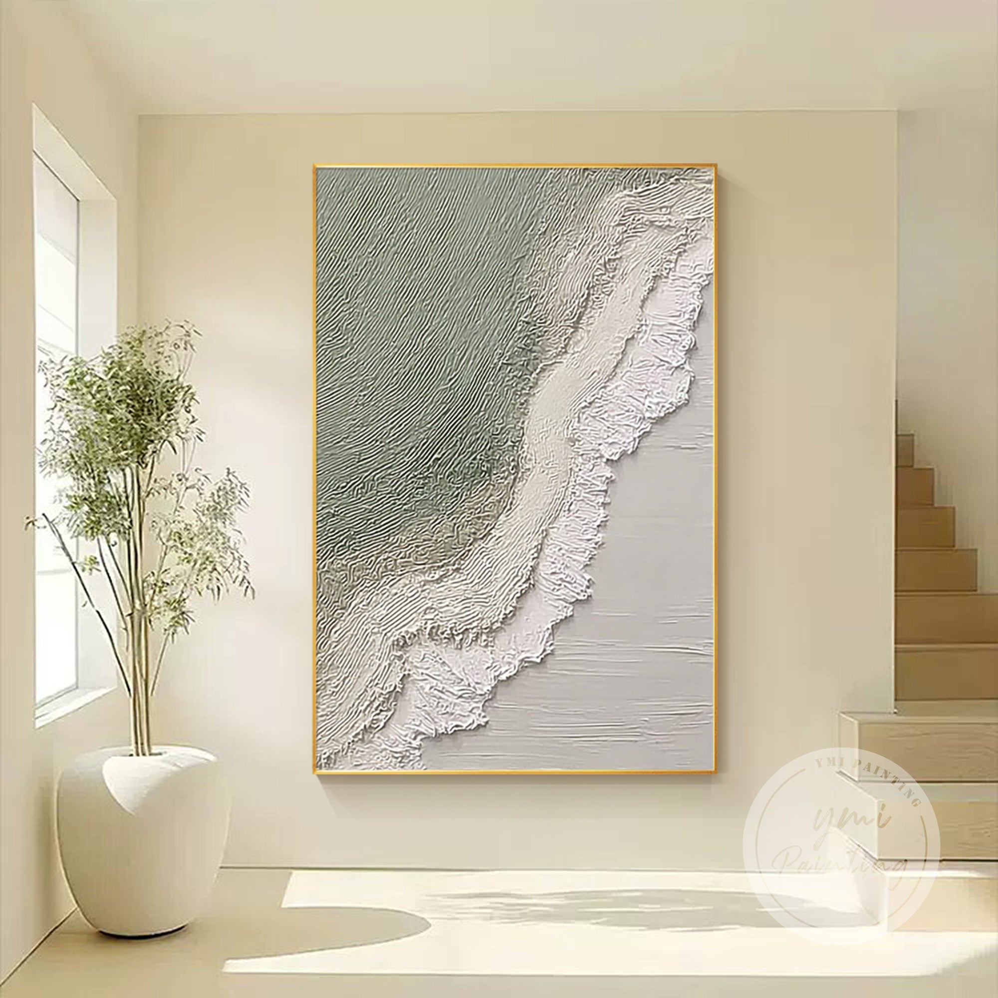 zeitgenössische Glitch-Kunst im stilvollen Wohnzimmer