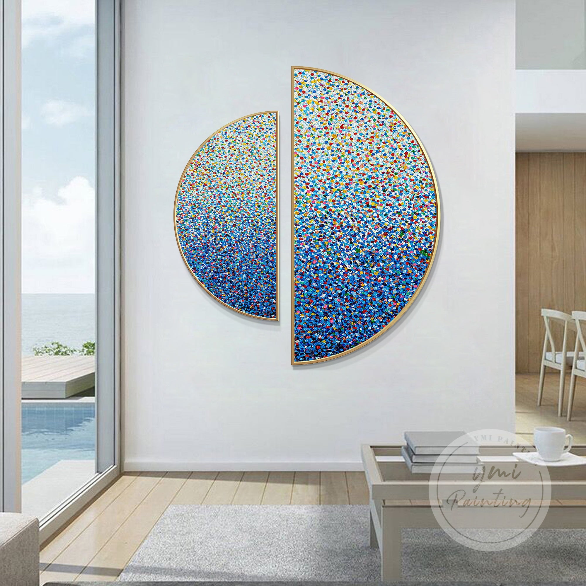 Original 3D wall art in red and blue with bold texture.