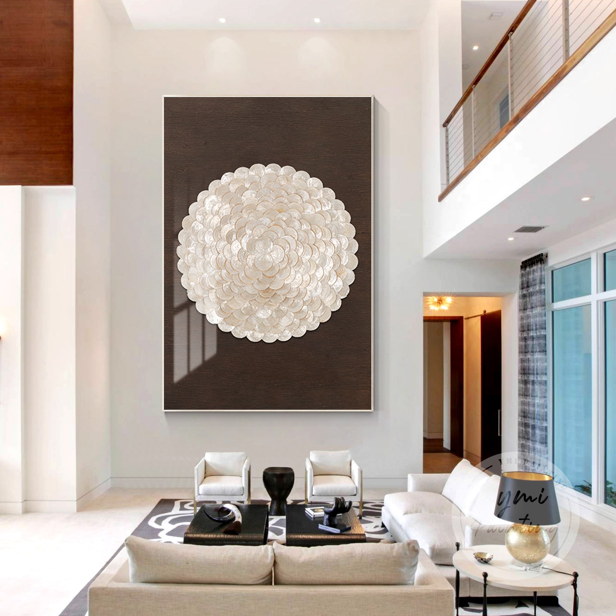 Luxury shell artwork featuring delicate gold accents
