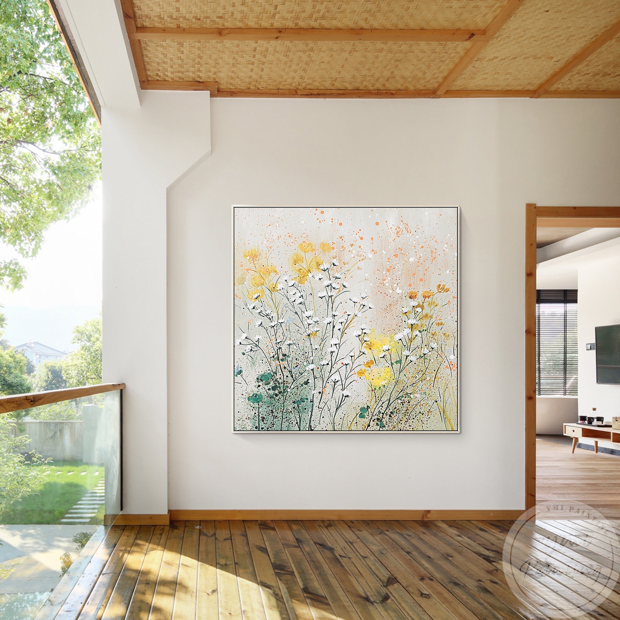 Featuring delicate brush strokes and soft pastel colors, this wildflower artwork brings a tranquil, airy feel to modern interiors.