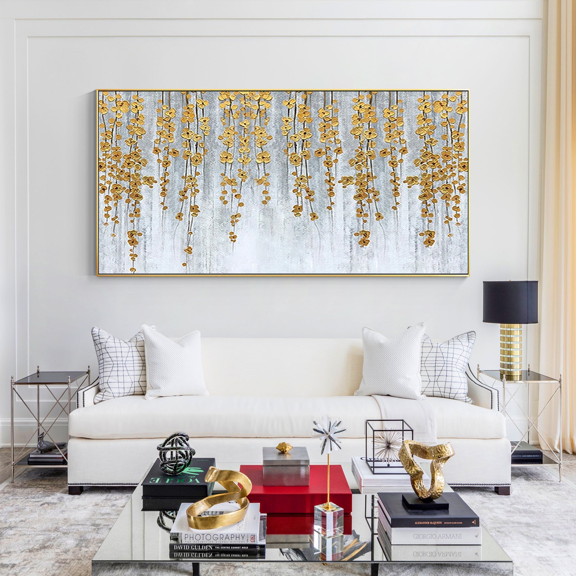 Textured Abstract Gold Flower Canvas