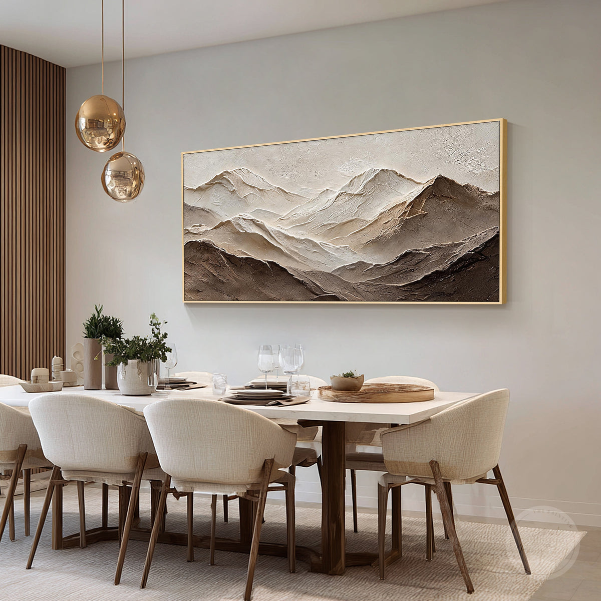 Beige and brown textured mountain artwork with organic ridgelines