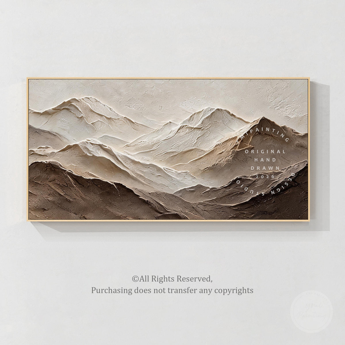 Wabi Sabi inspired abstract mountain artwork in earthy neutral colors