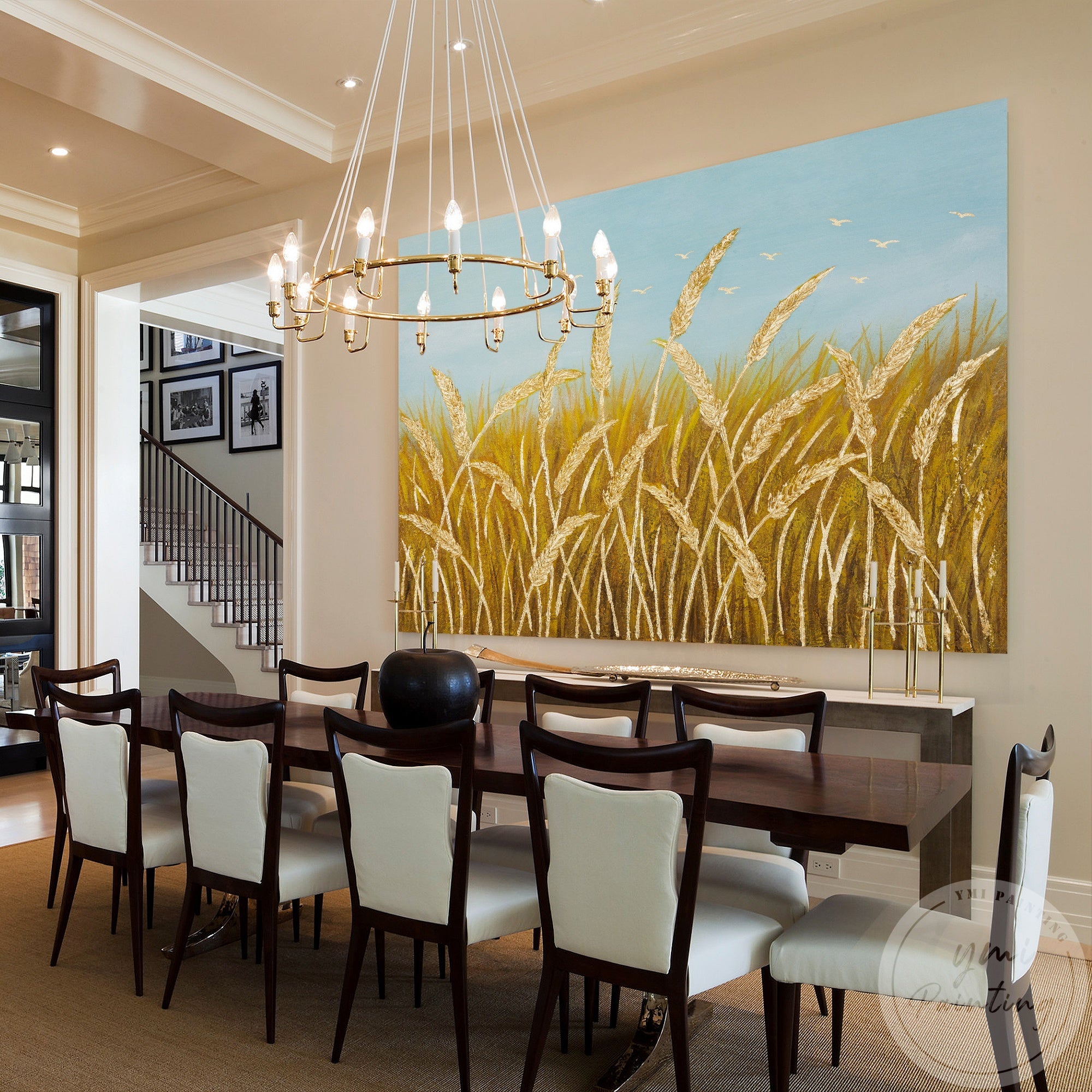 The soft hues and tranquil atmosphere of this painting make it ideal for adding a touch of nature's beauty to modern dining room.