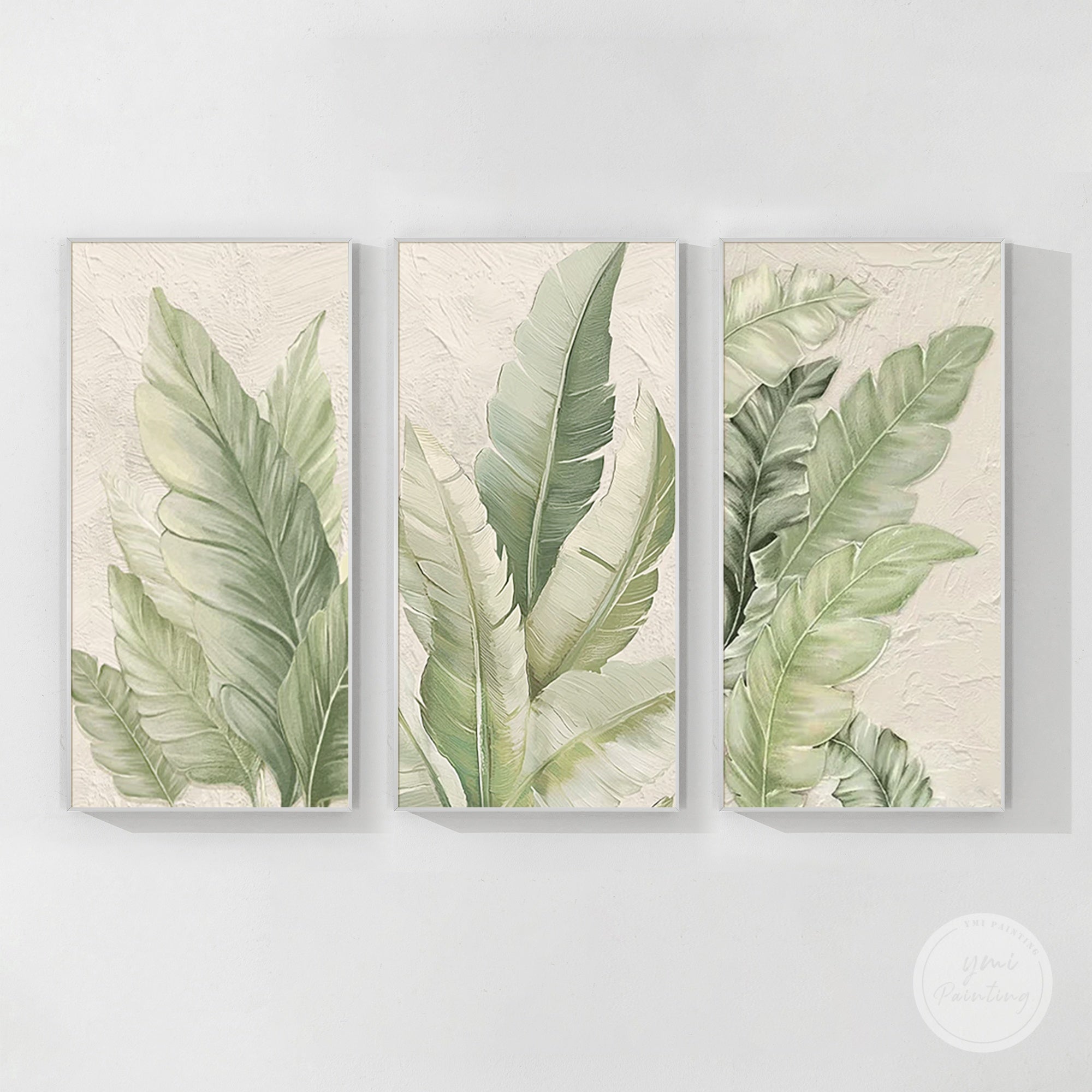 Tropical Leaf Print Set Green Botanical Wall Art 1