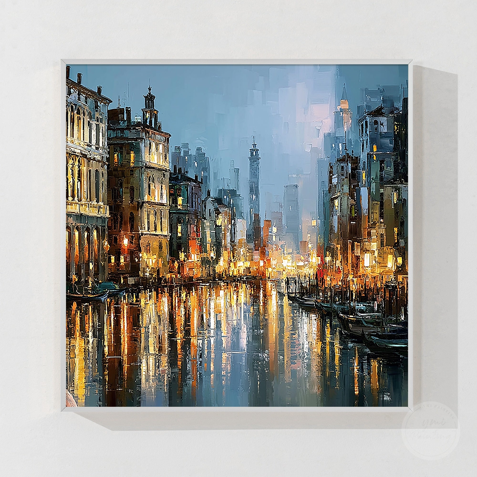 Venice canal wall art with Venetian architecture and gondolas