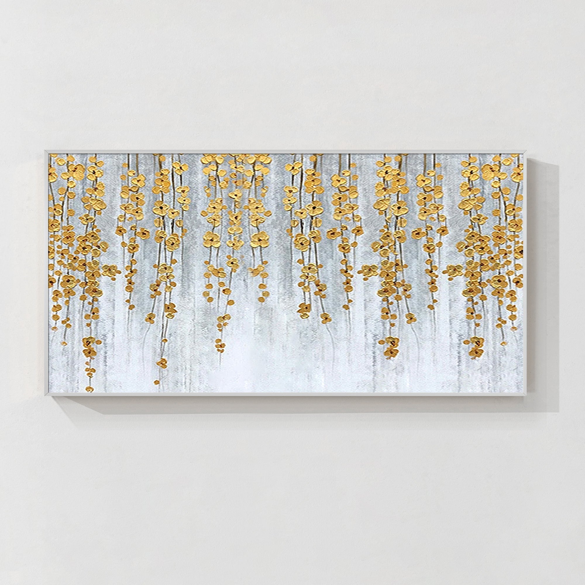 Arte de pared abstracto con textura de flores doradas
