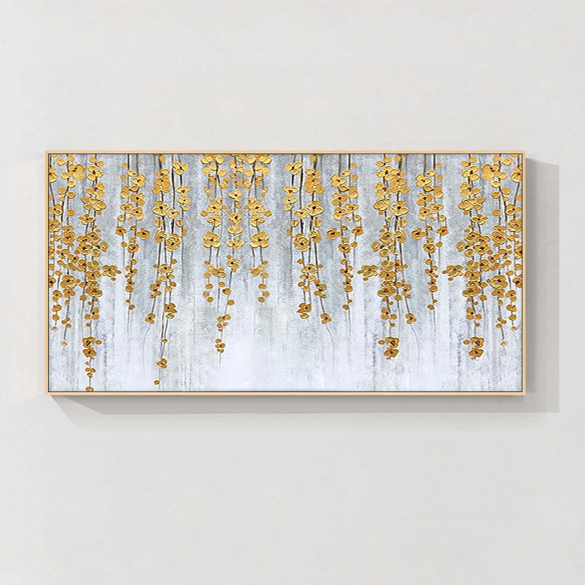 Arte de pared abstracto con textura de flores doradas