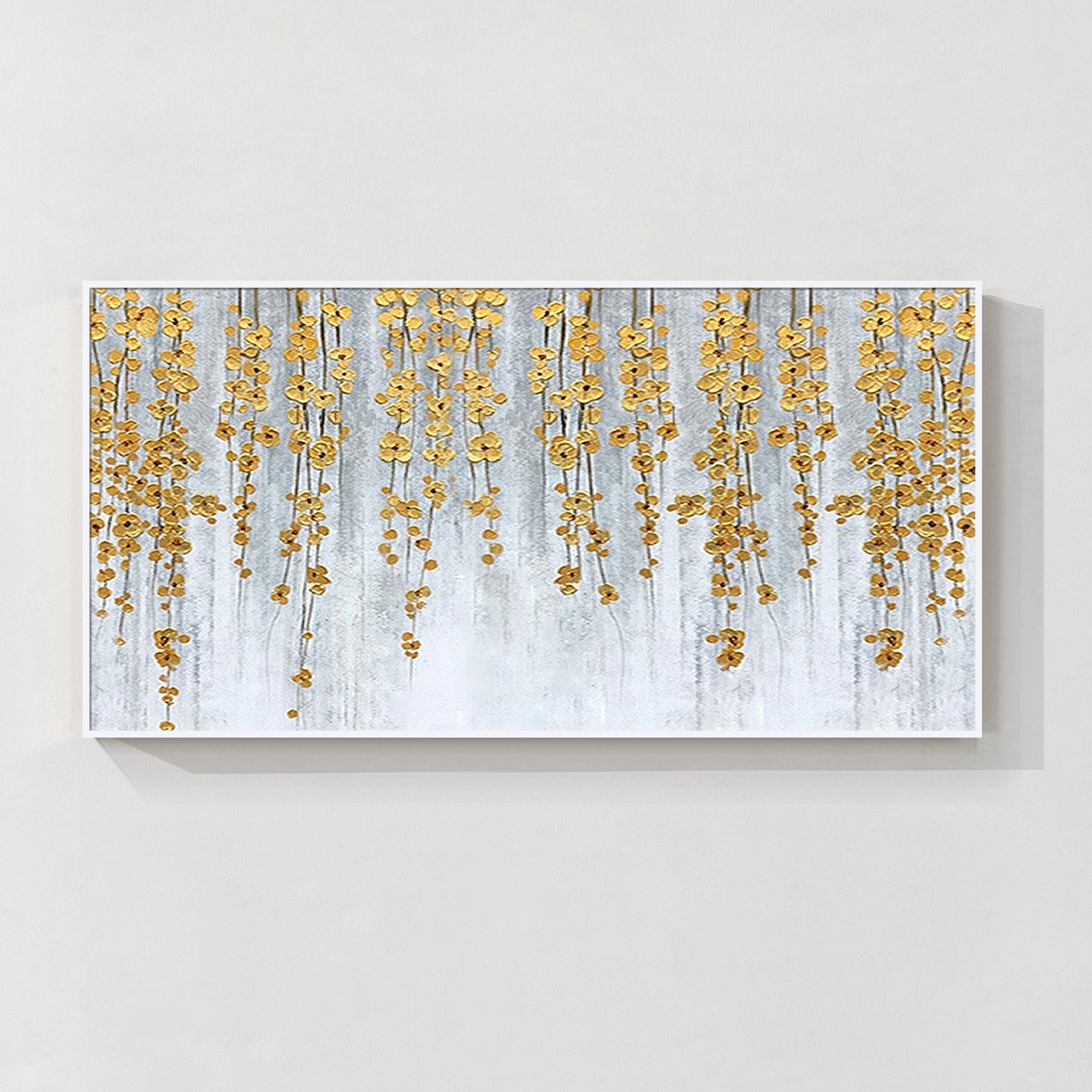 Arte de pared abstracto con textura de flores doradas