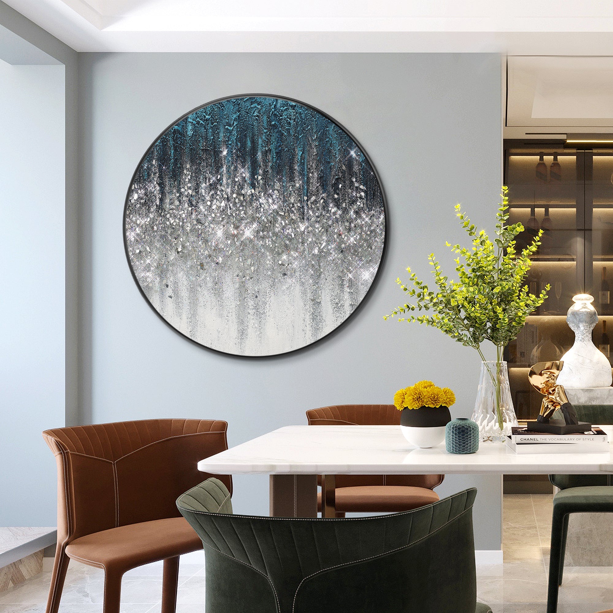 Round Crushed Glass Wall Art #YMA0141