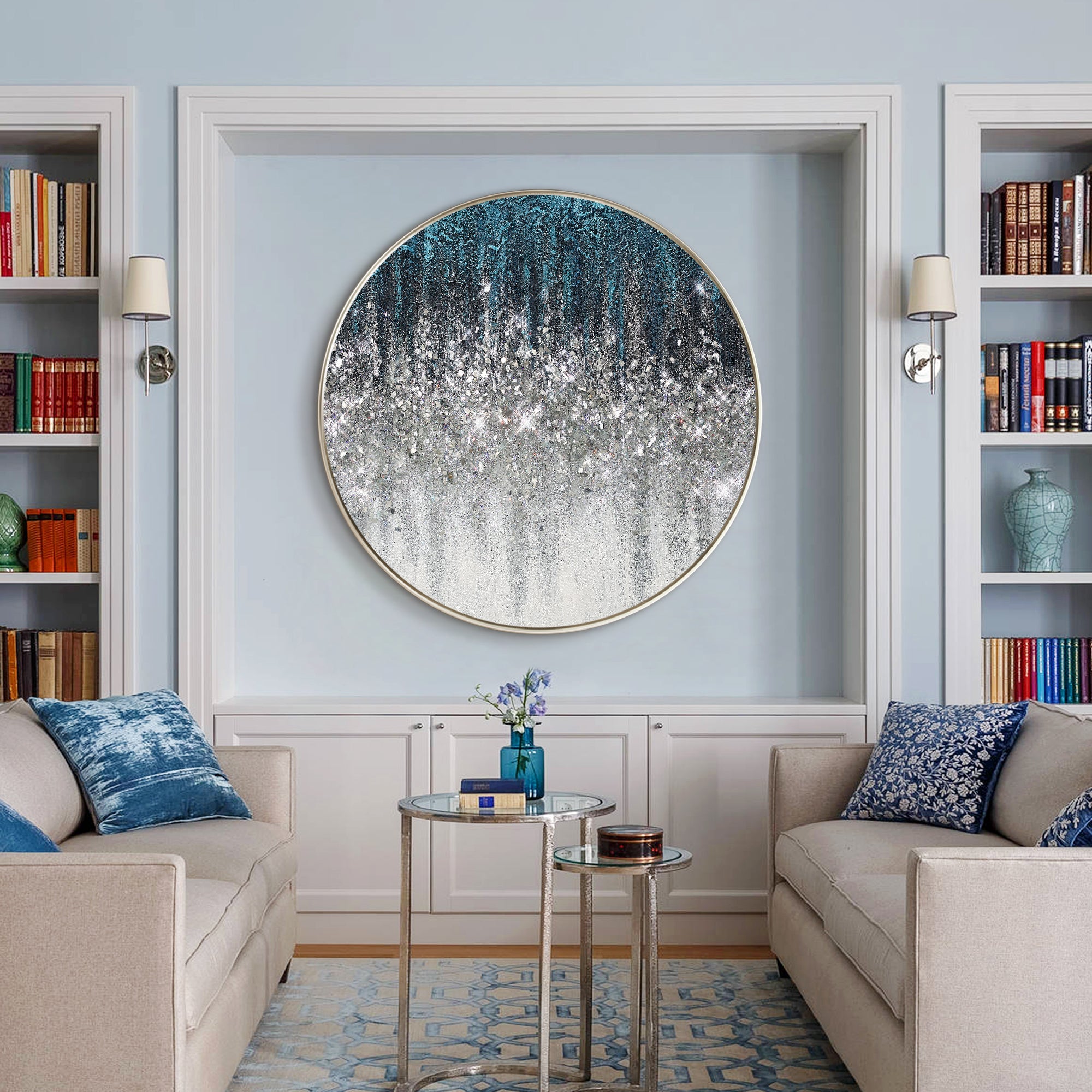 Round Crushed Glass Wall Art #YMA0141