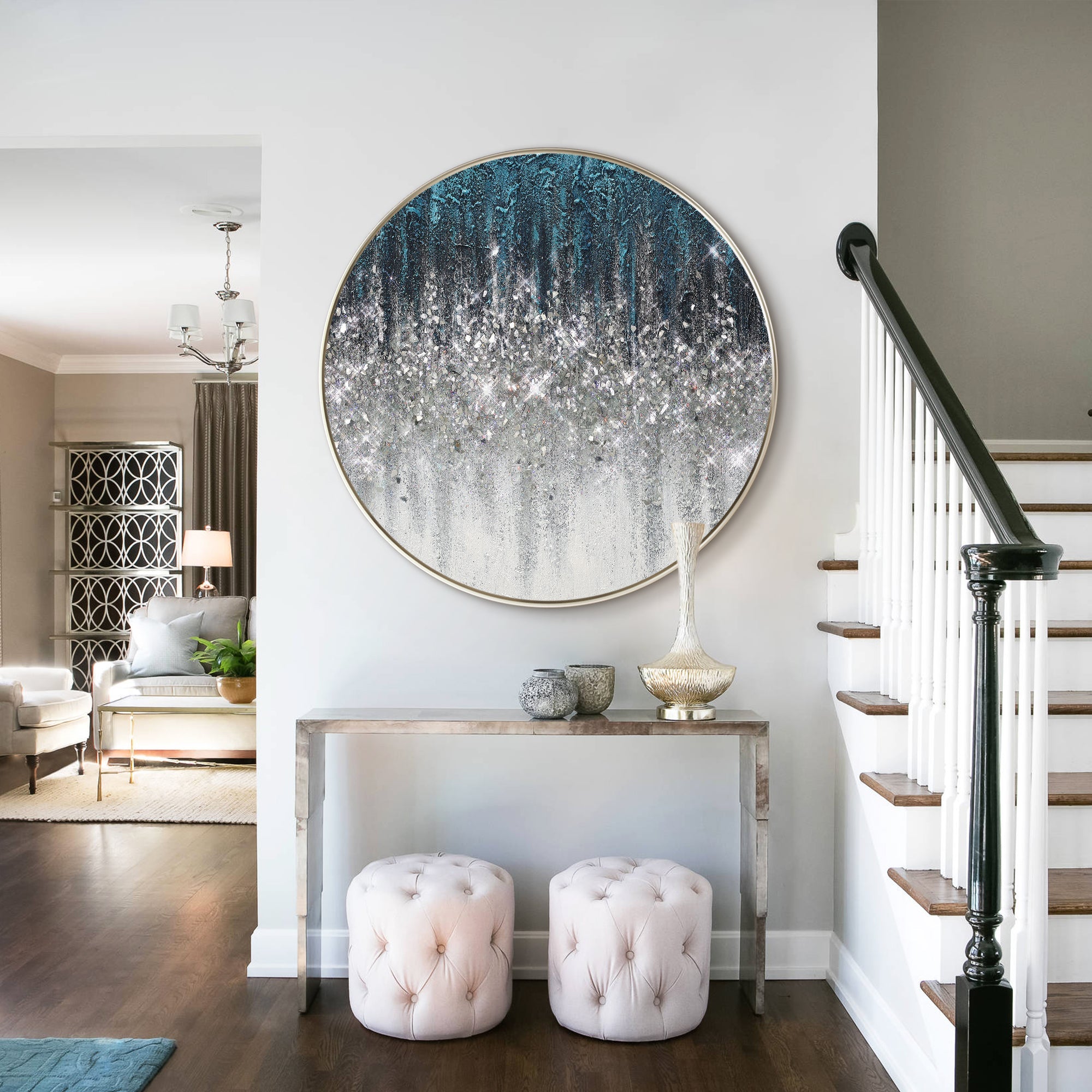 Round Crushed Glass Wall Art #YMA0141