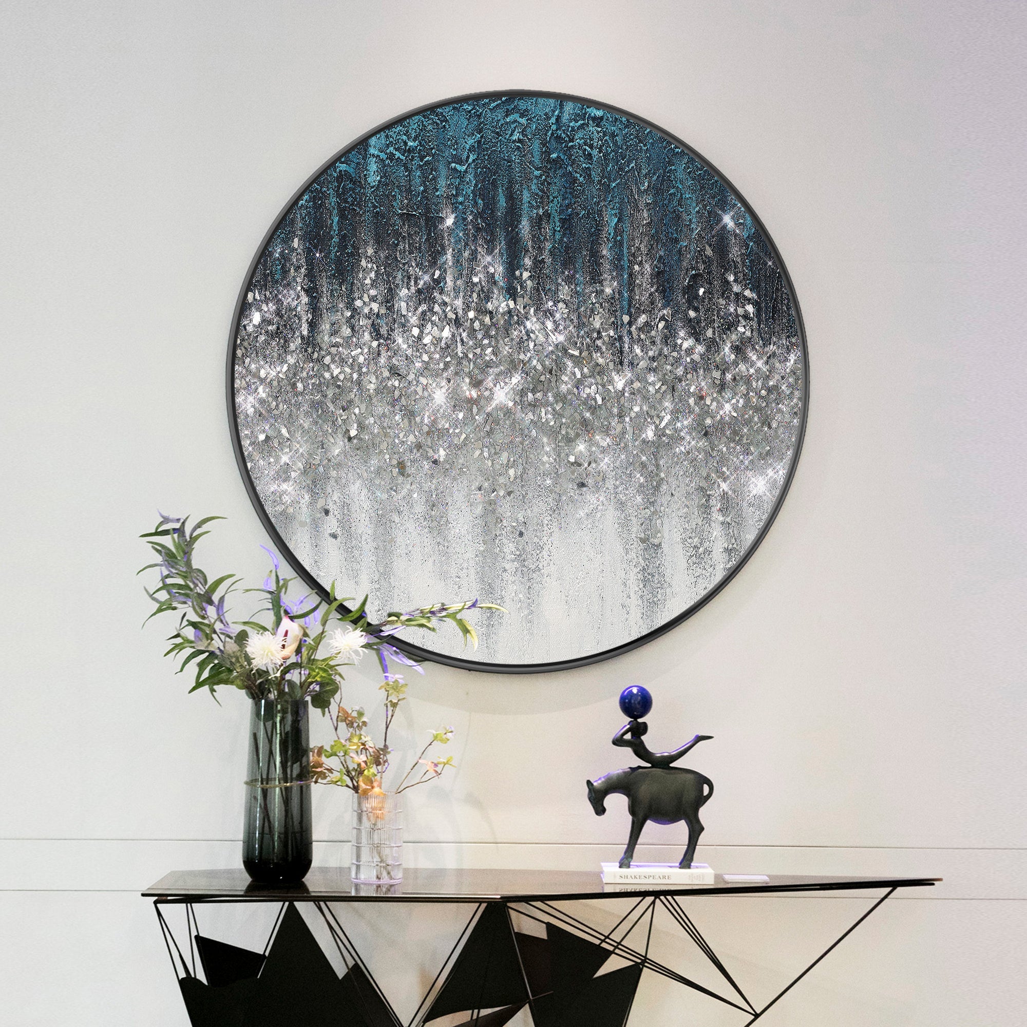 Round Crushed Glass Wall Art #YMA0141