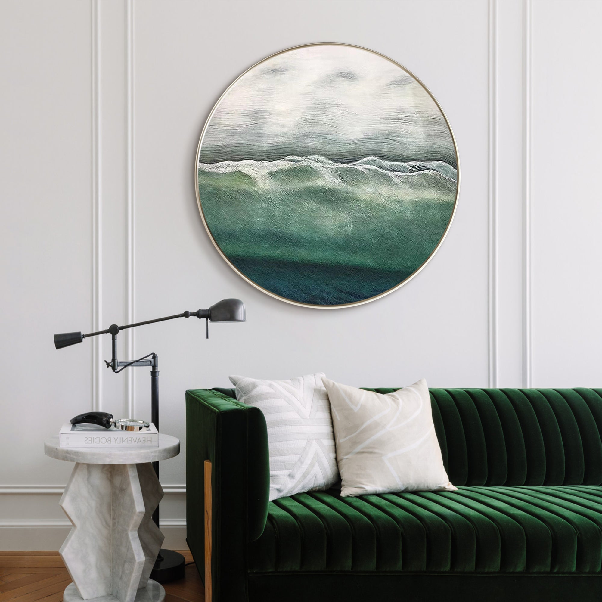 Ronde blauwgroene wanddecoratie #YMA0180