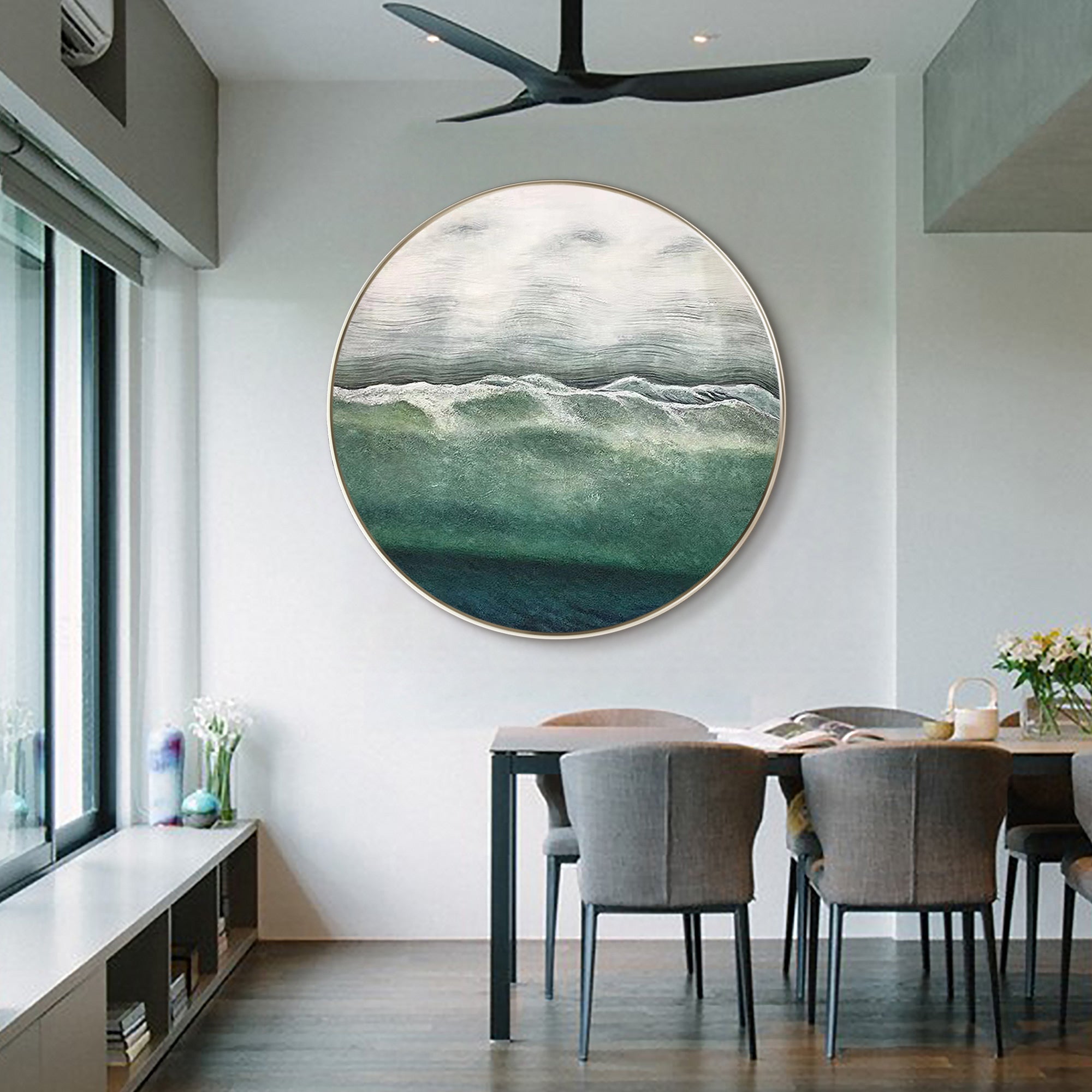 Round Teal Green Wall Art #YMA0180