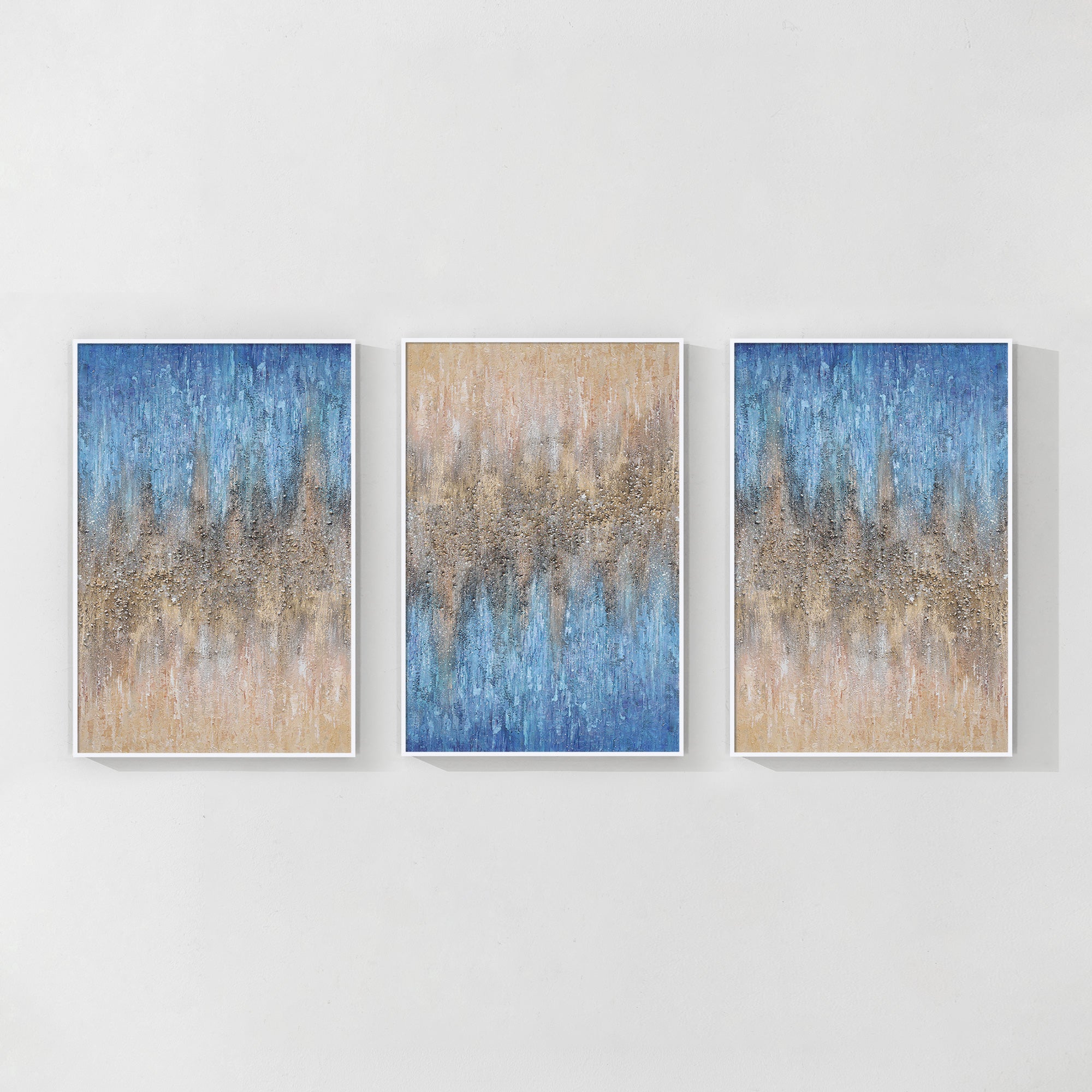 Set of 3 Blue Abstract Wall Art #YMA0195