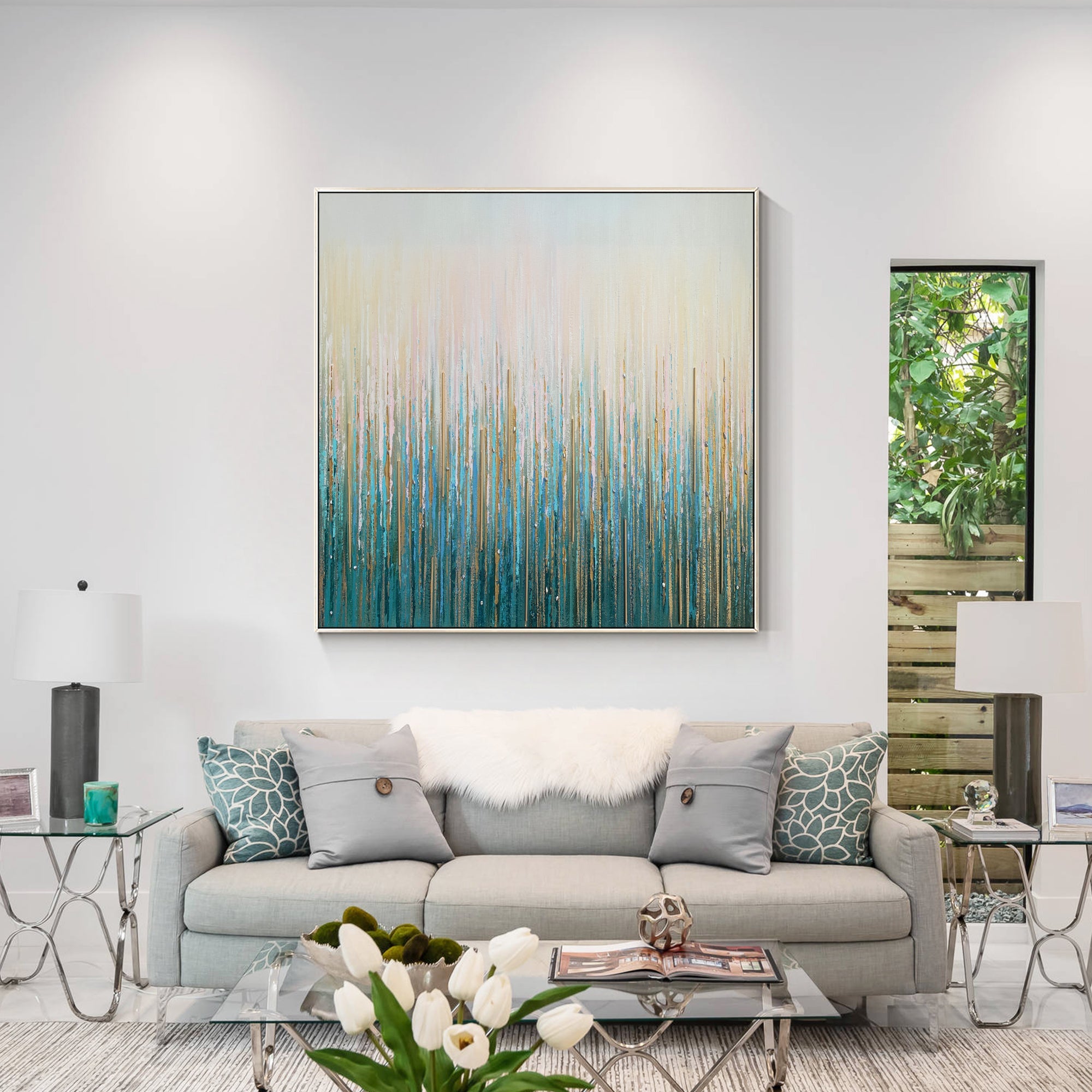 Teal Abstract Wall Art #YMA0216
