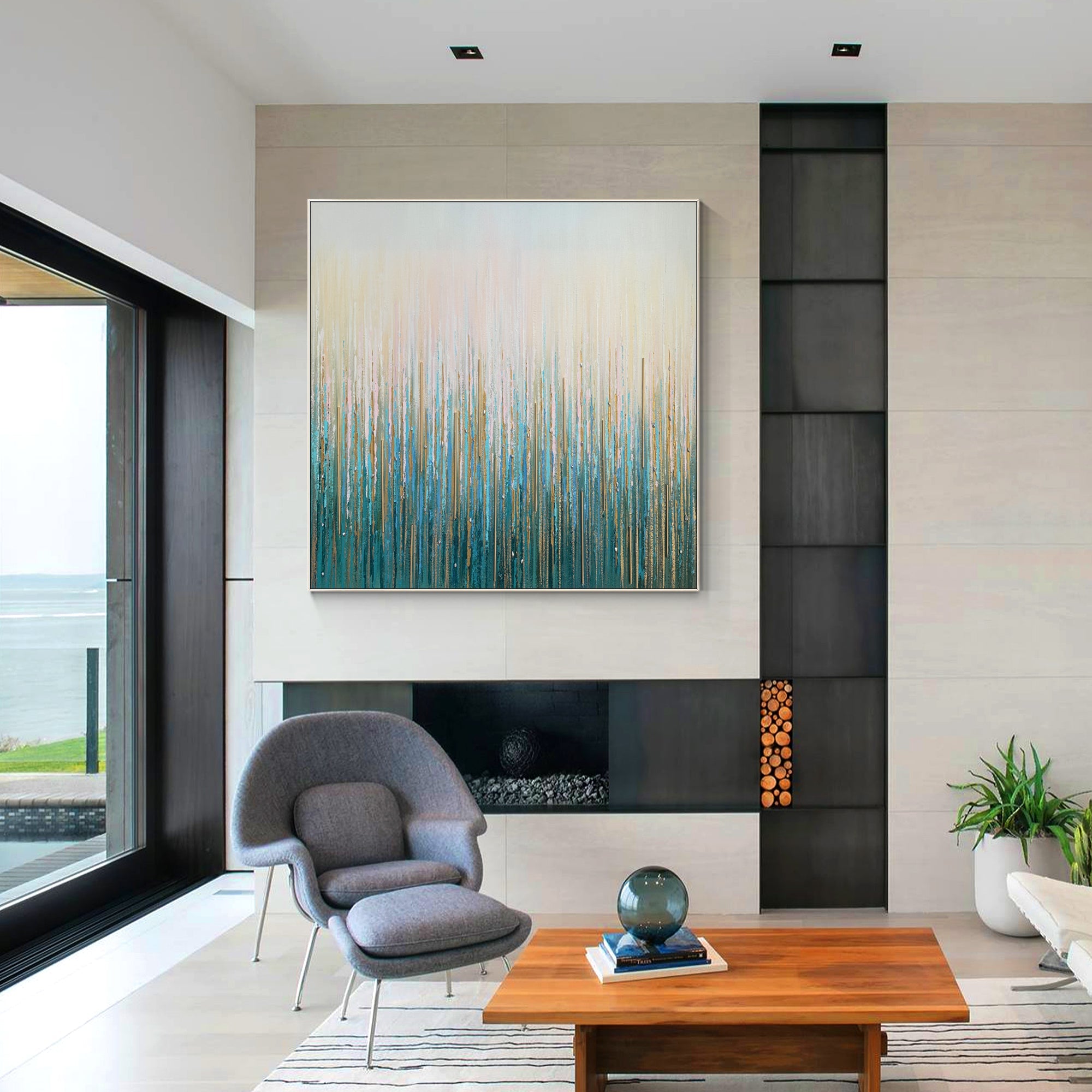 Teal Abstract Wall Art #YMA0216