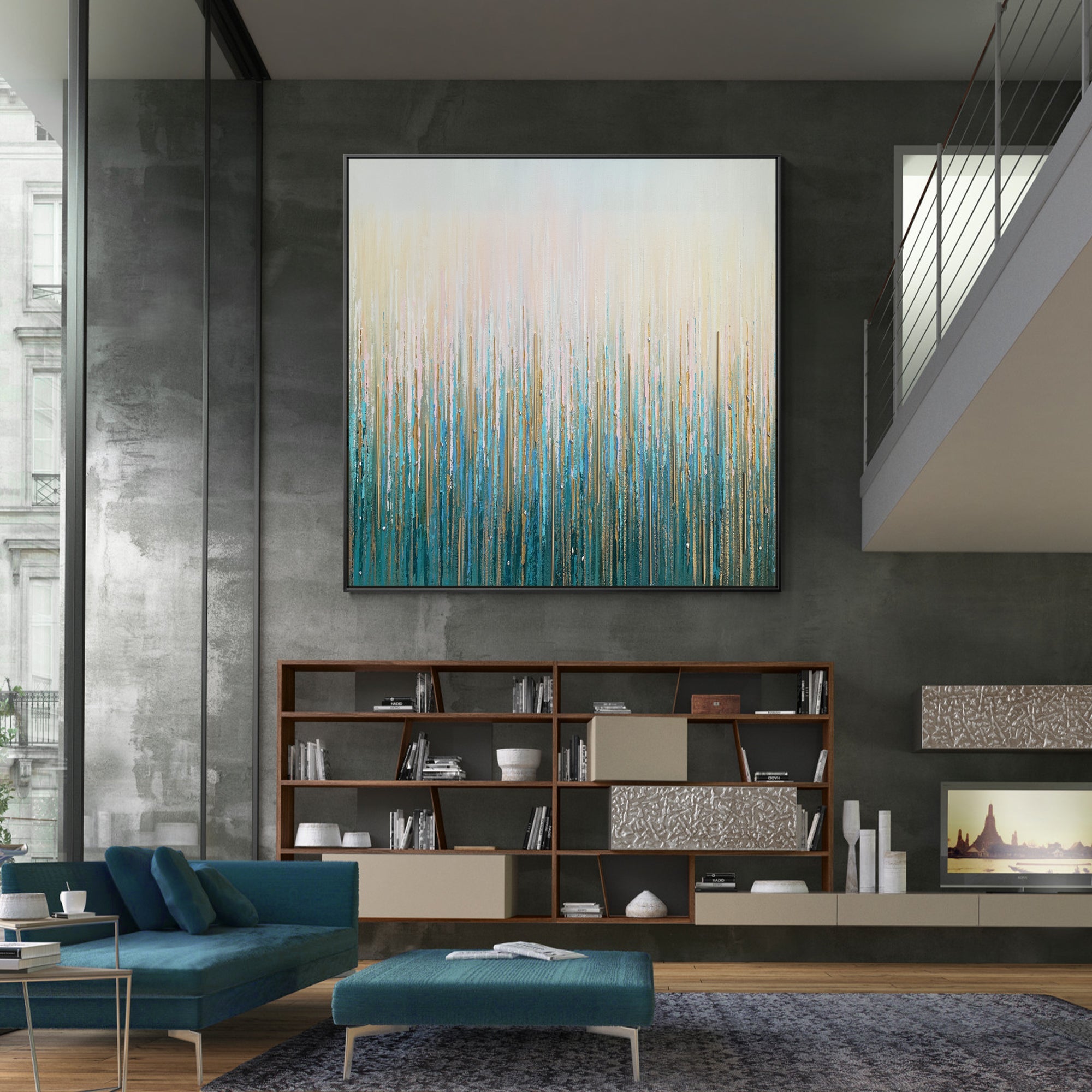 Teal Abstract Wall Art #YMA0216