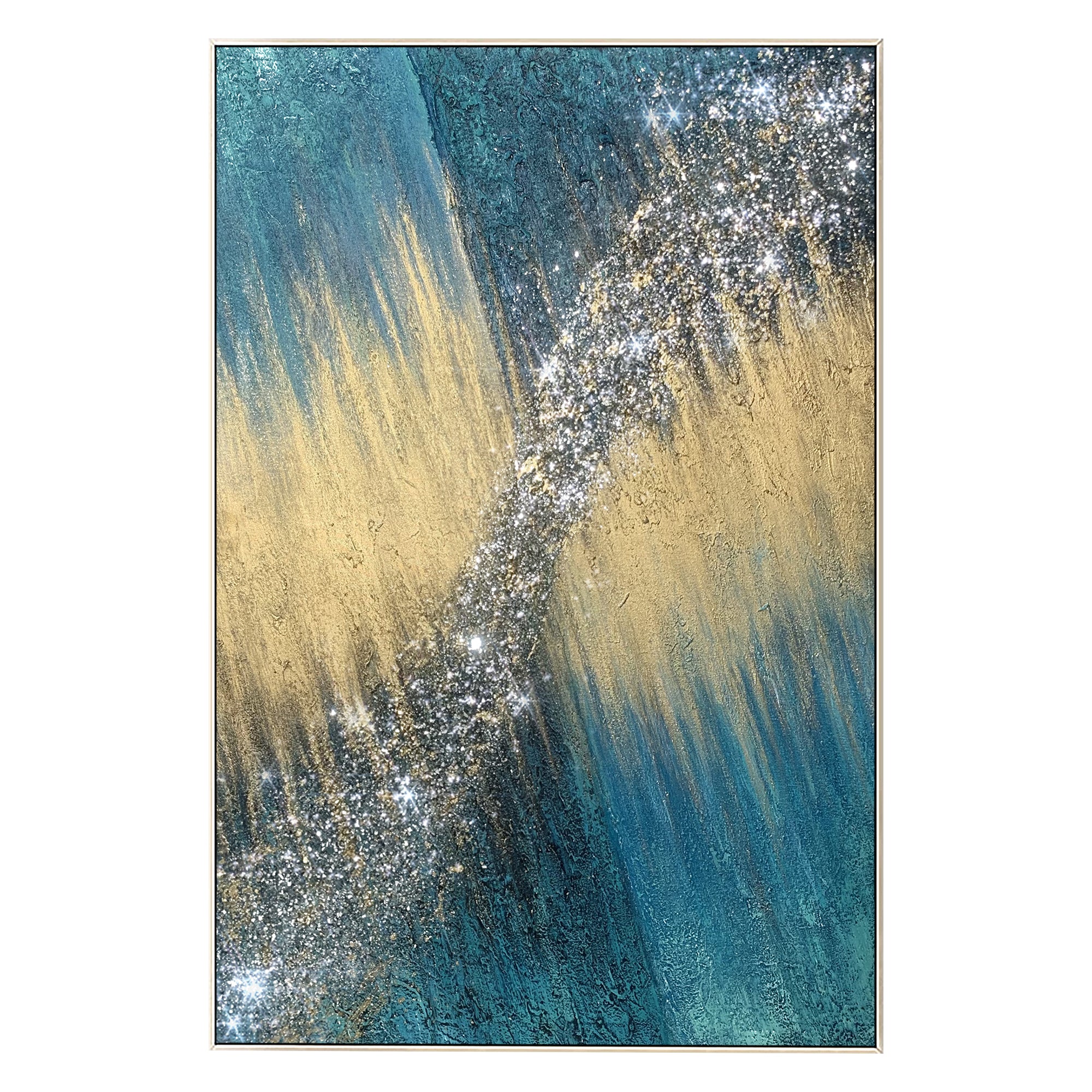 Teal Gold Leaf and Glitter Art #YMA0235