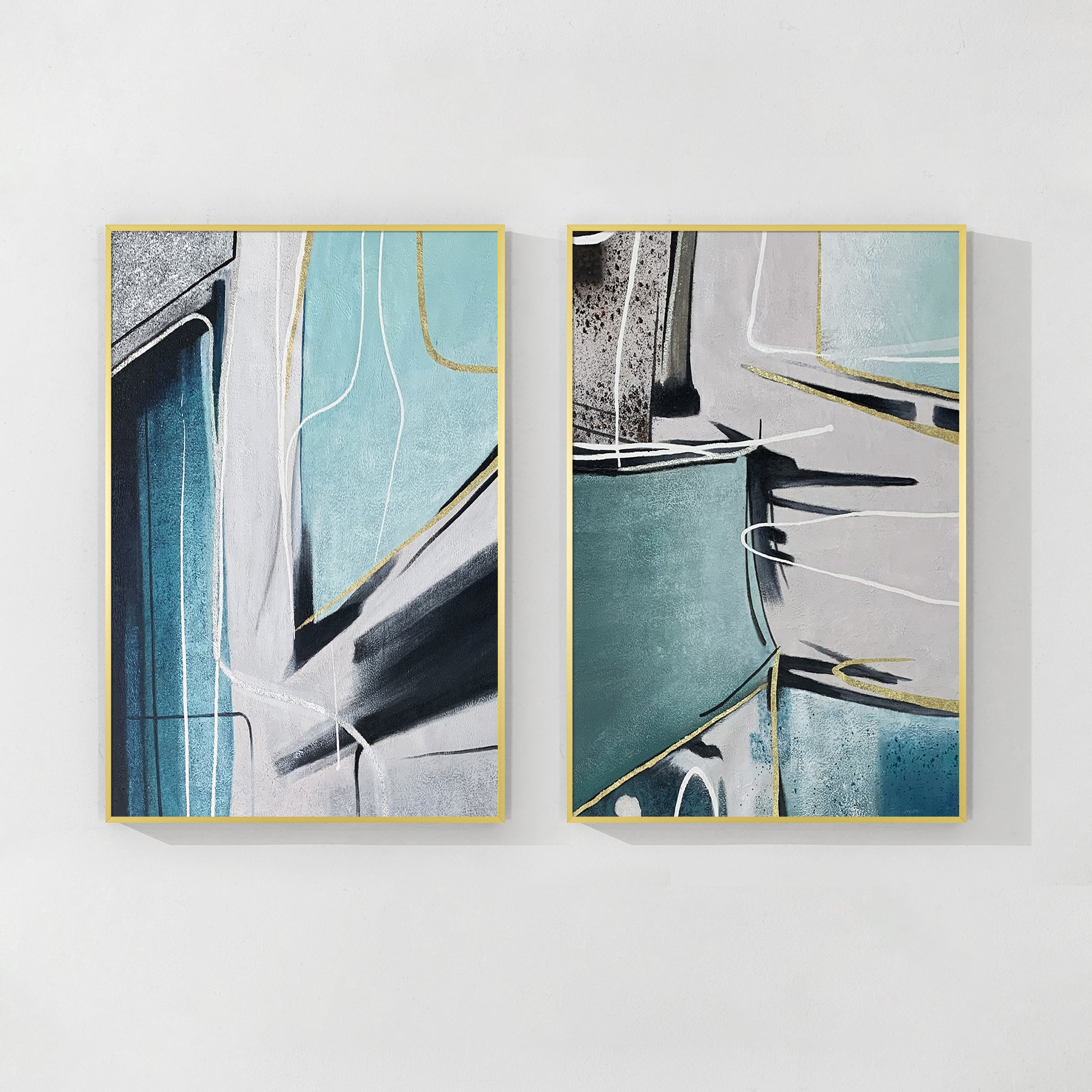 2er-Set Blaue Abstrakte Kunst #YMA0236