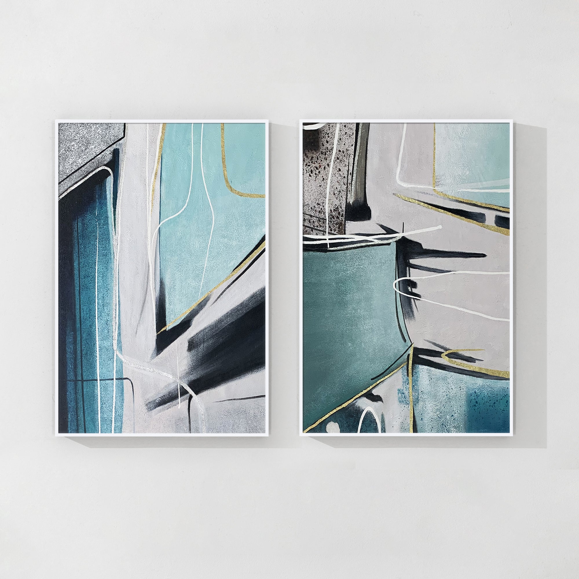 2er-Set Blaue Abstrakte Kunst #YMA0236