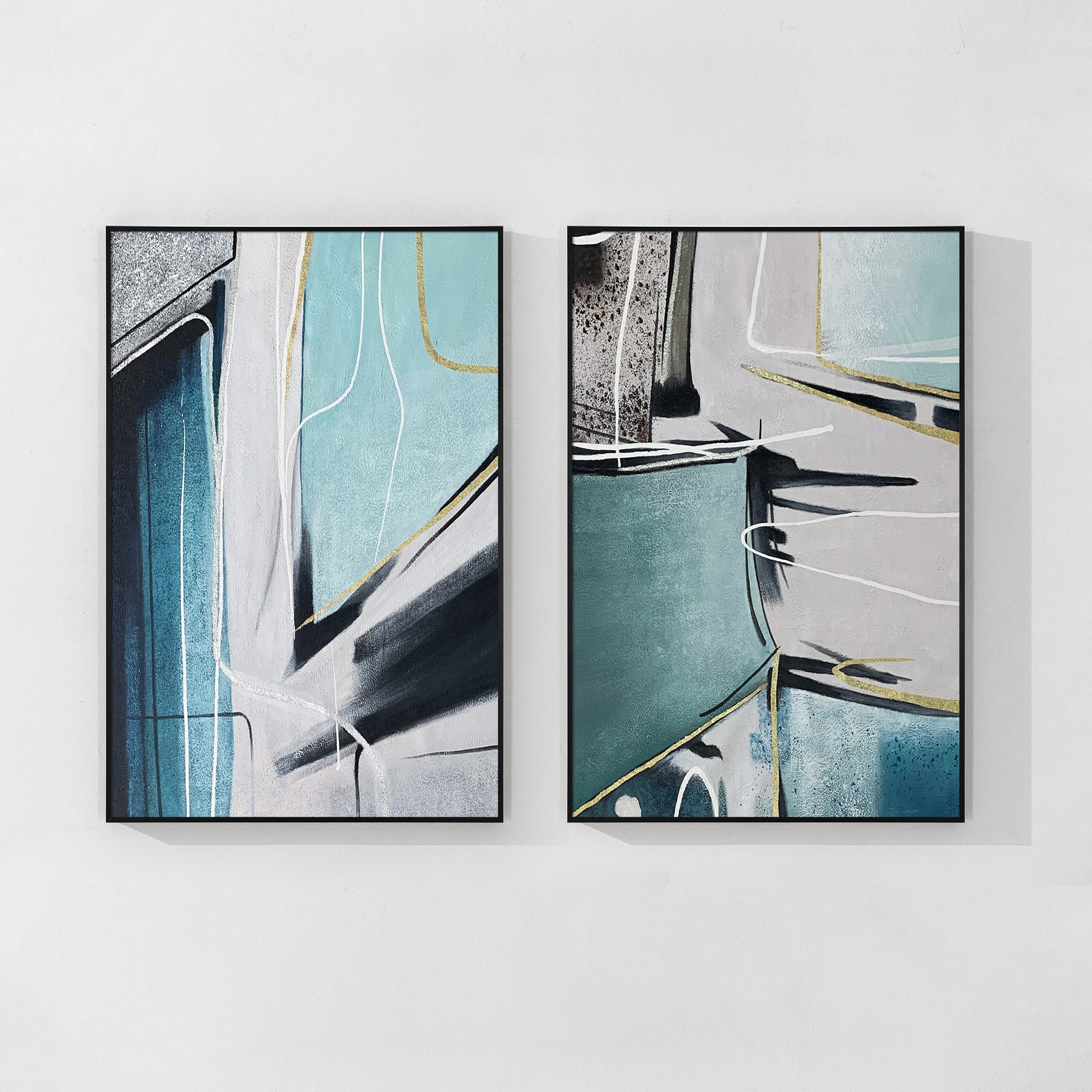 2er-Set Blaue Abstrakte Kunst #YMA0236