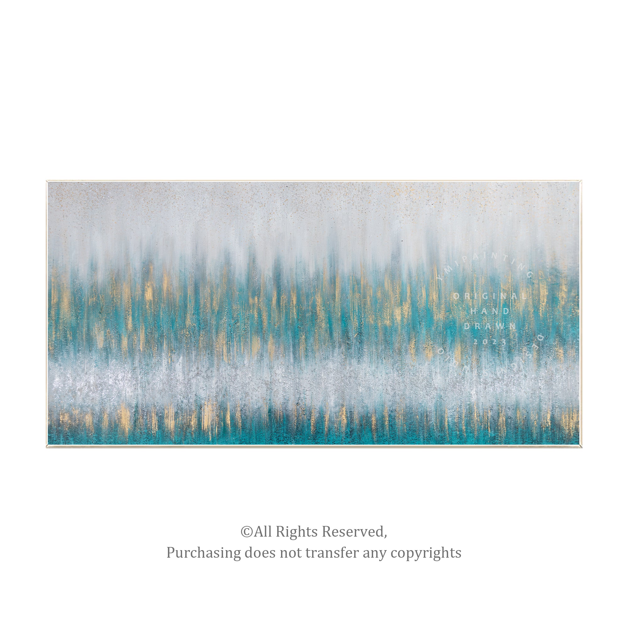 ティールゴールドグリッターウォールアート #YMA0312