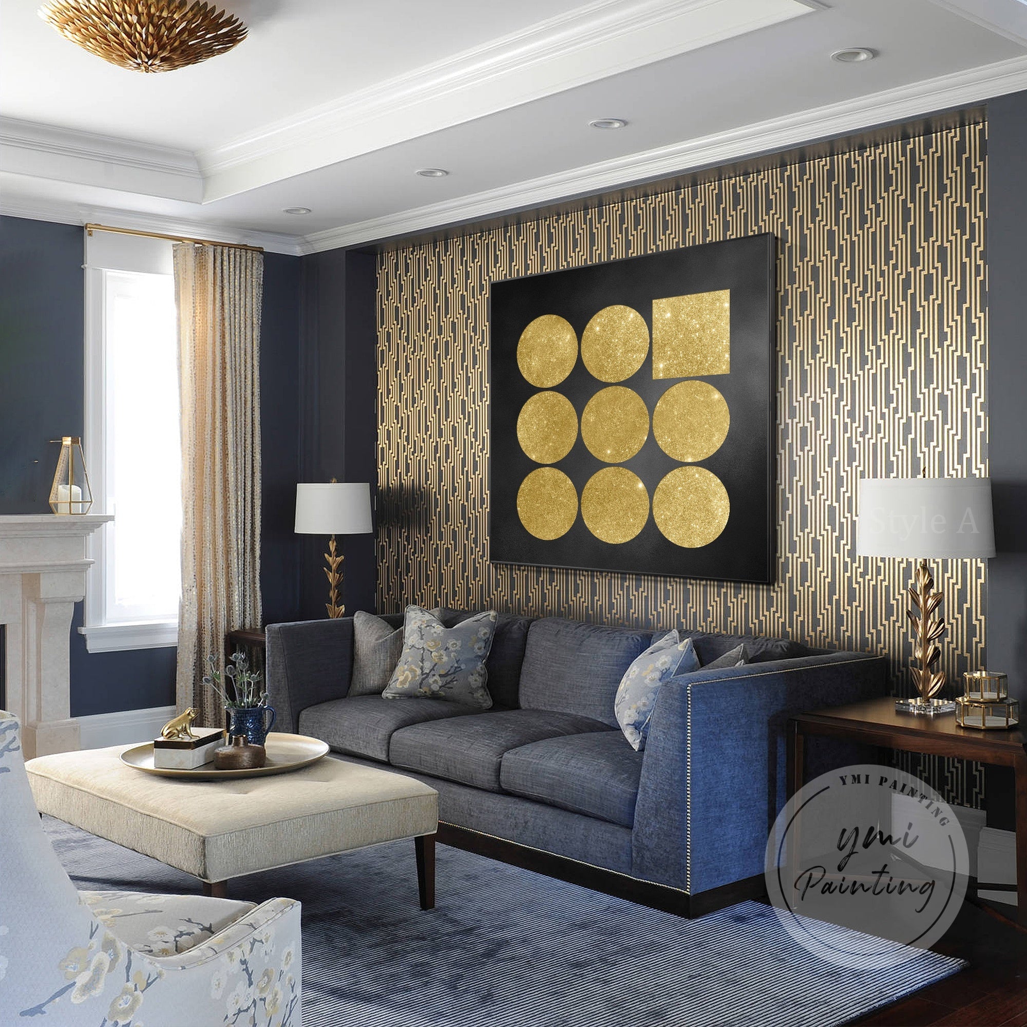 Gold Glitter Geometric Art #YMA0329