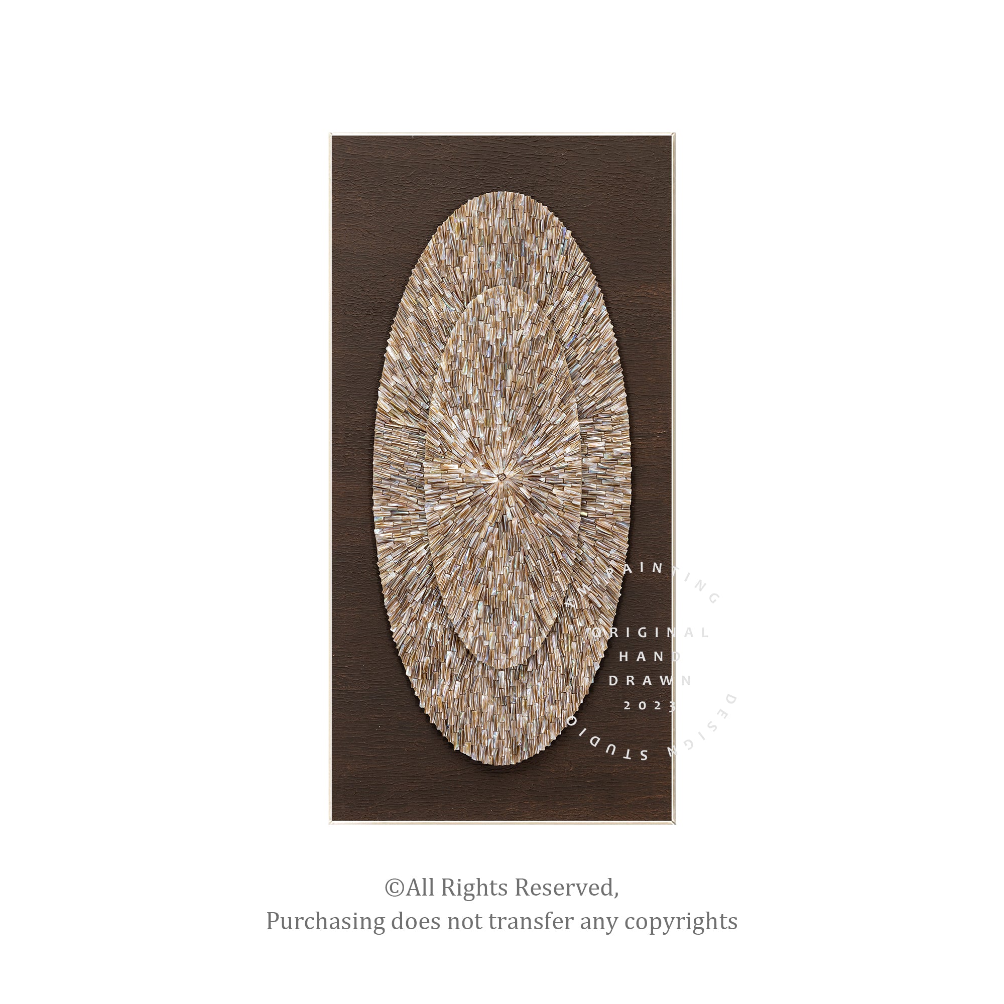 Elegant oyster shell ornament with oval frame, brown layered finish, and built-in LED ambiance.