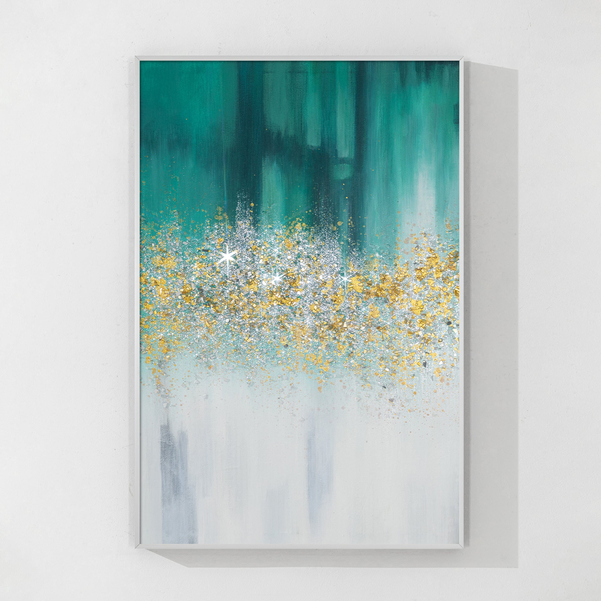 ティールクラッシュガラスウォールアート #YMA0361