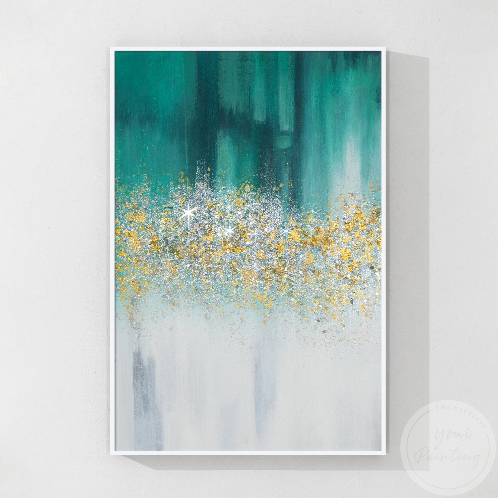 Teal Crushed Glass Wall Art #YMA0361