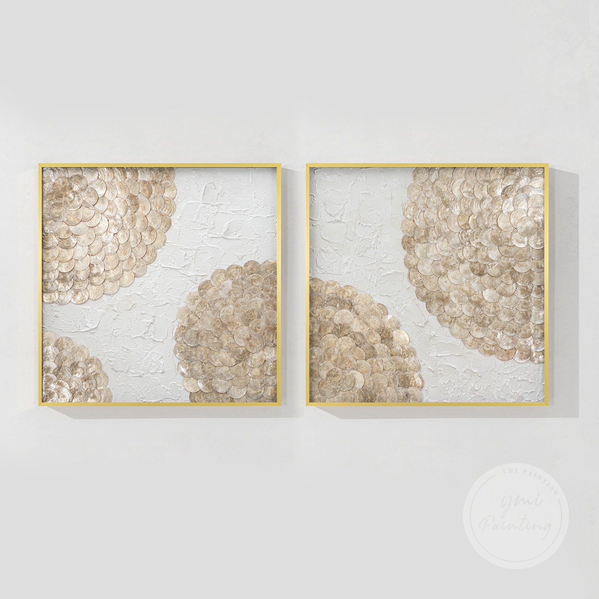Elegant capiz framed wall decor, perfect for entryways, hallways, or calming workspaces.