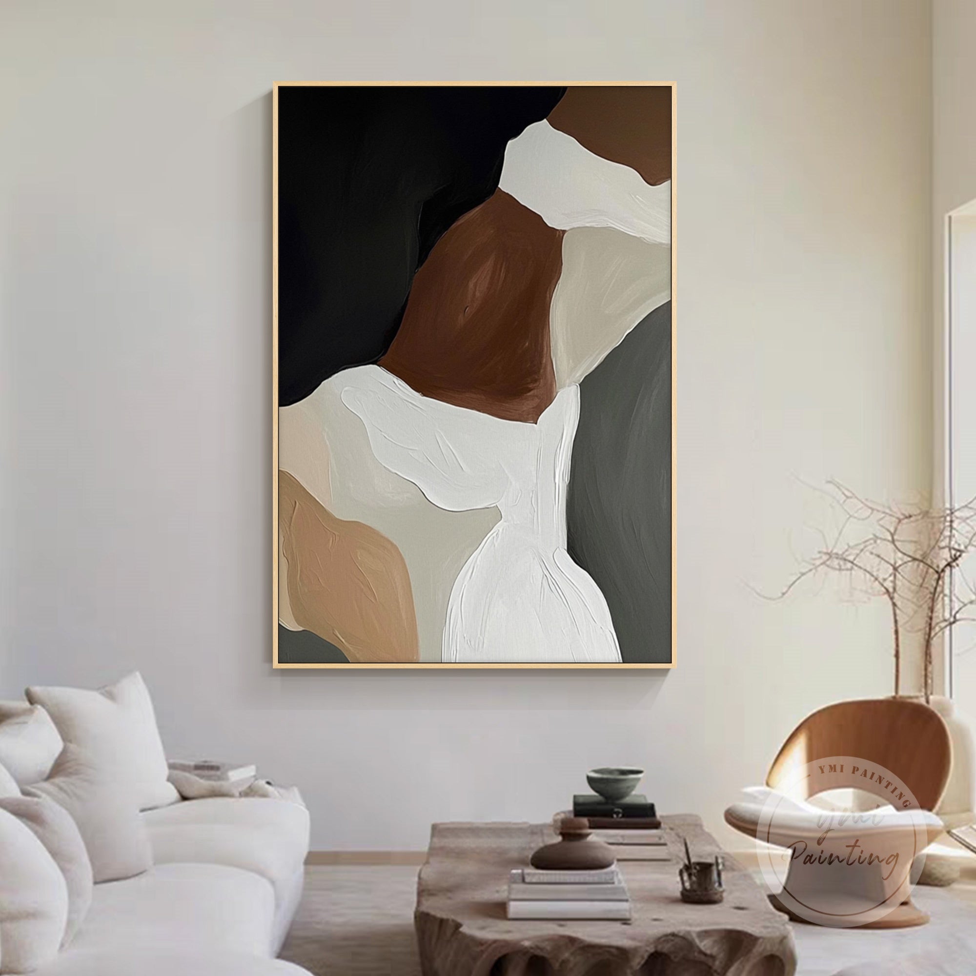 Minimalist neutral canvas art ideal for modern living spaces.