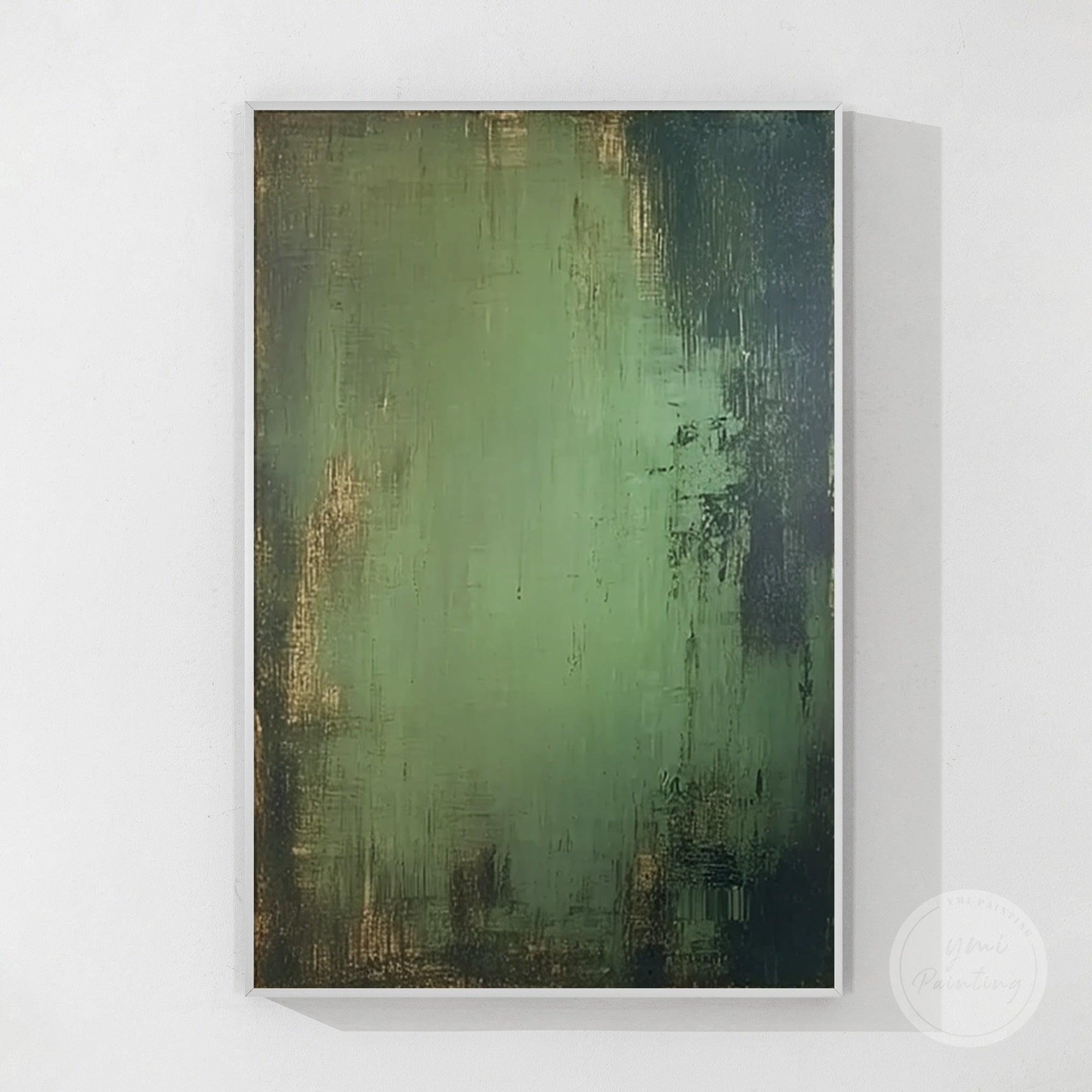Black, green, and gold modern abstract art