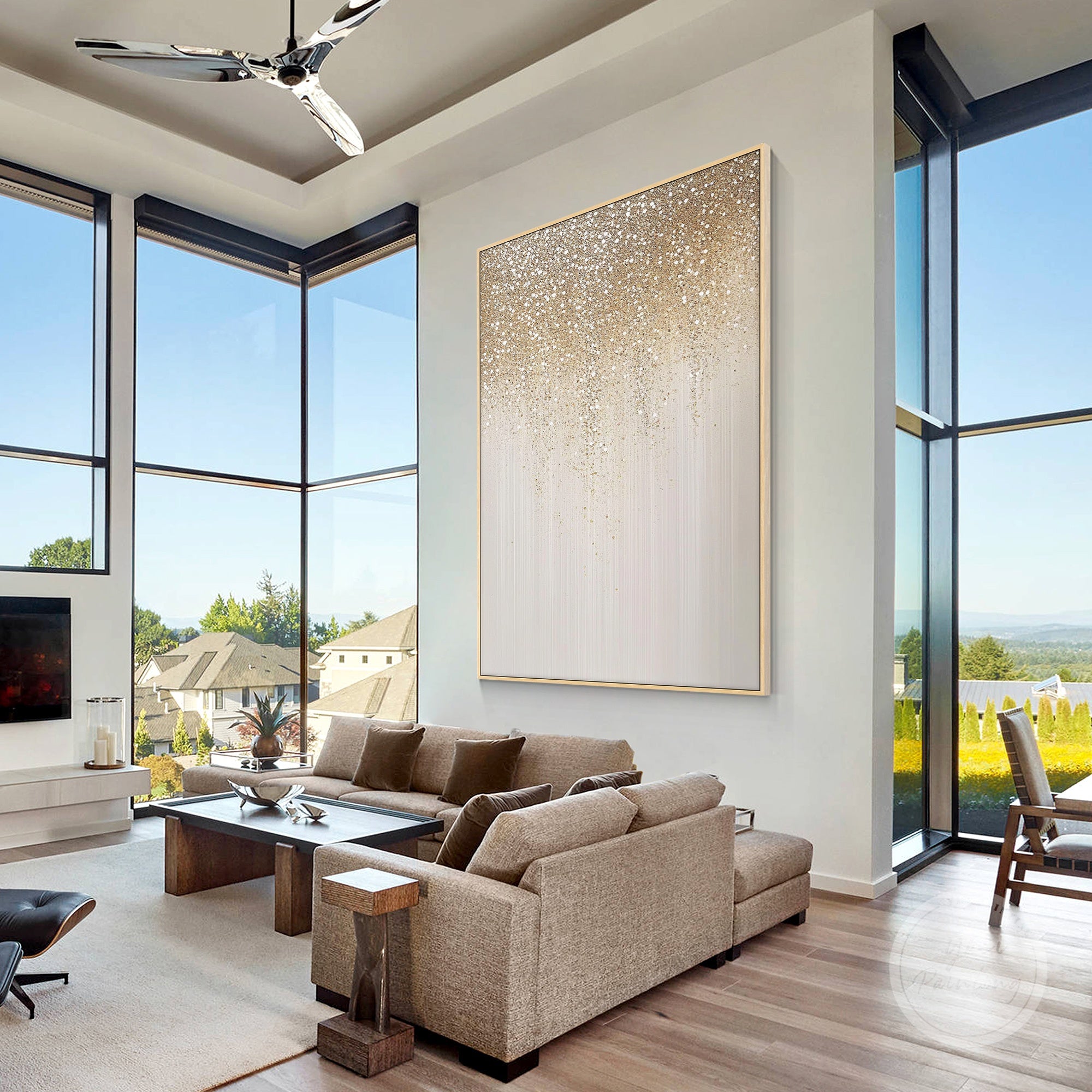 Elegant glam art piece designed with shimmering glitter layers.