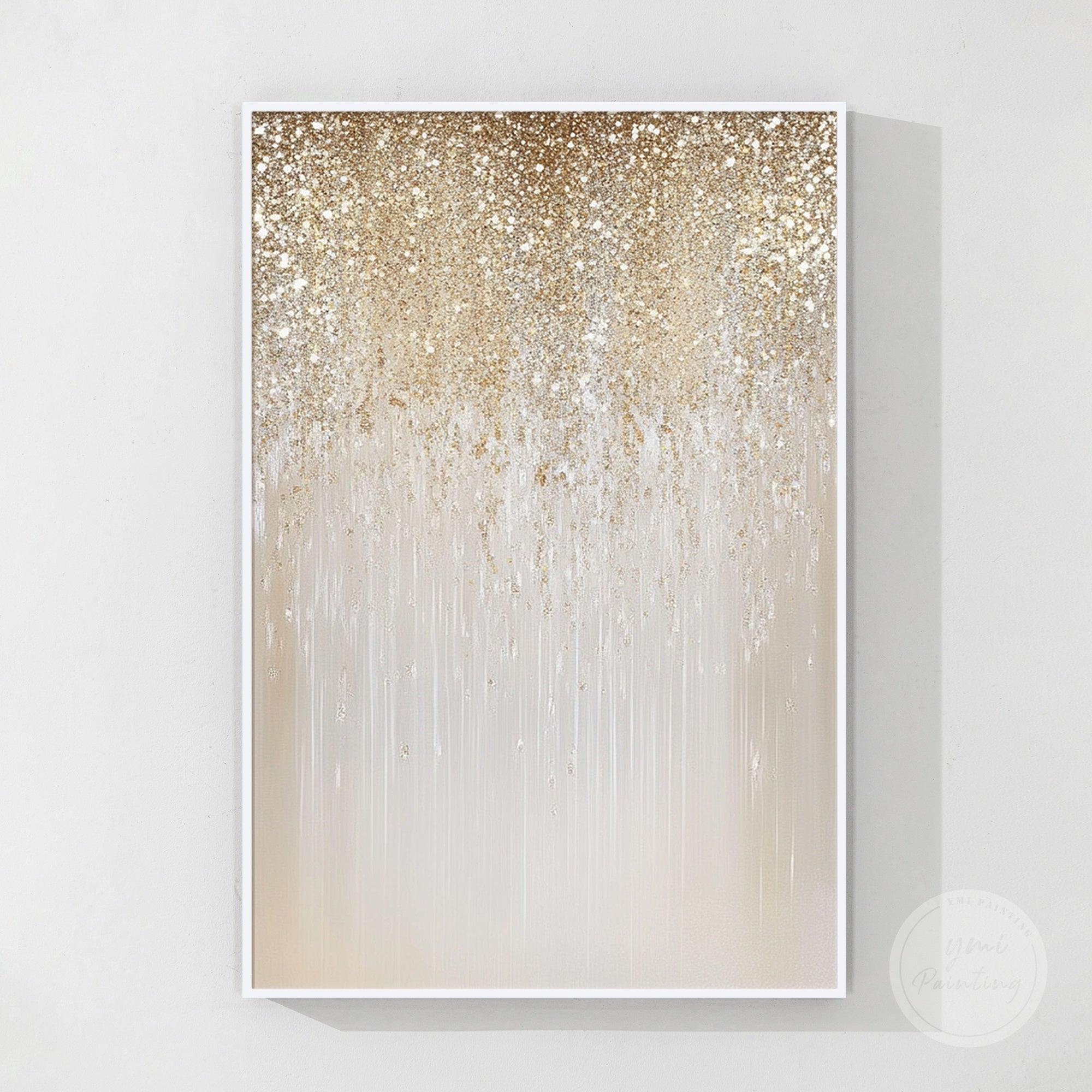 Large glitter painting with premium textured gold glitter.