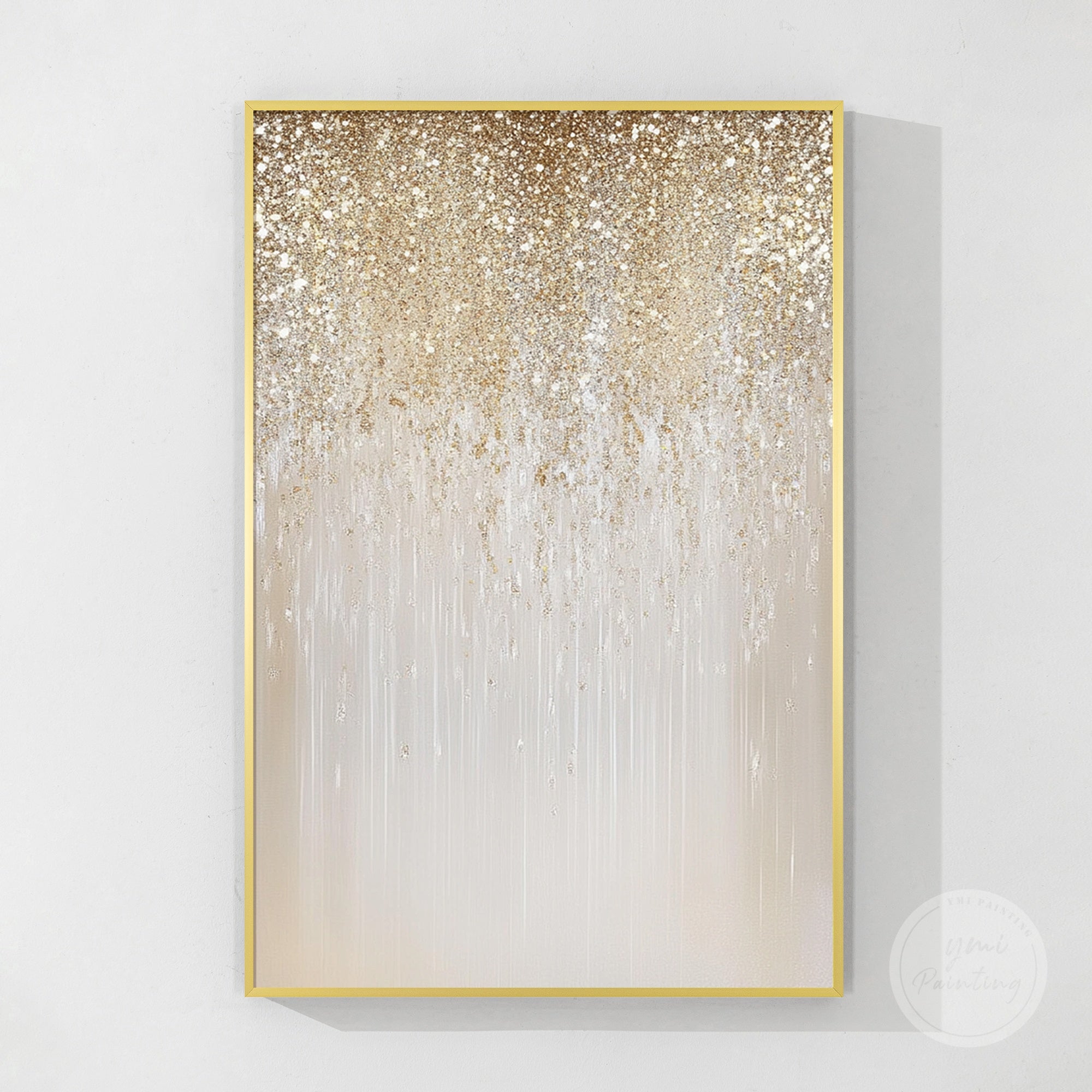 Beige gold wall art perfect for living room or bedroom decor.