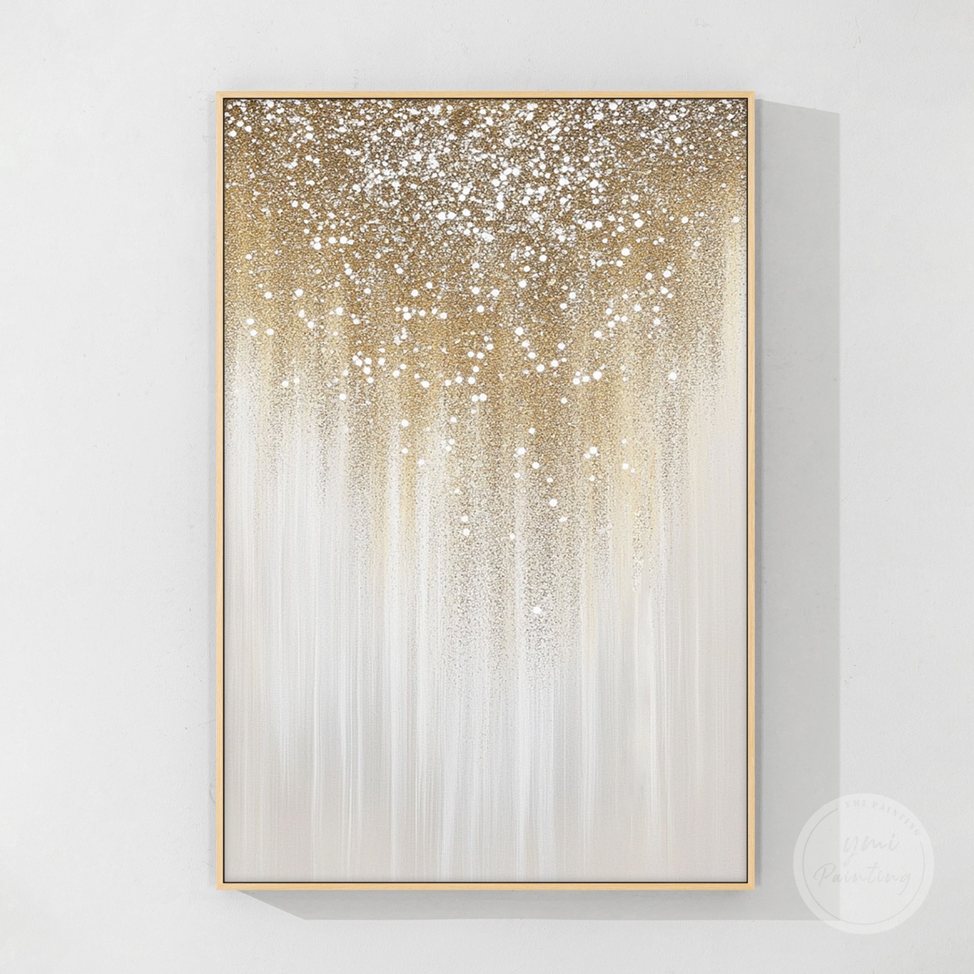Gold and beige textured glitter canvas, perfect for glam-inspired interior styling.