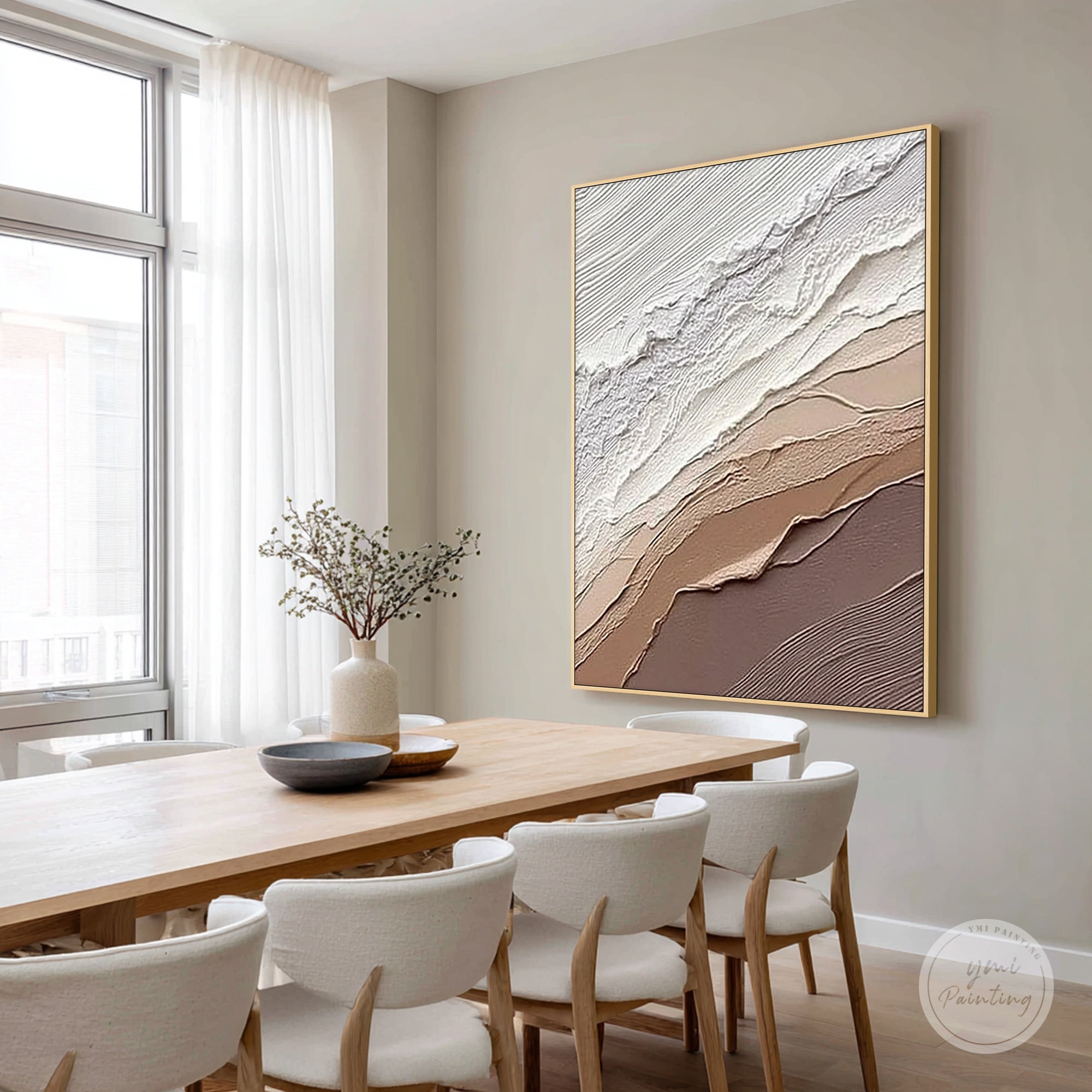 modern abstract wall art with soft earthy colors