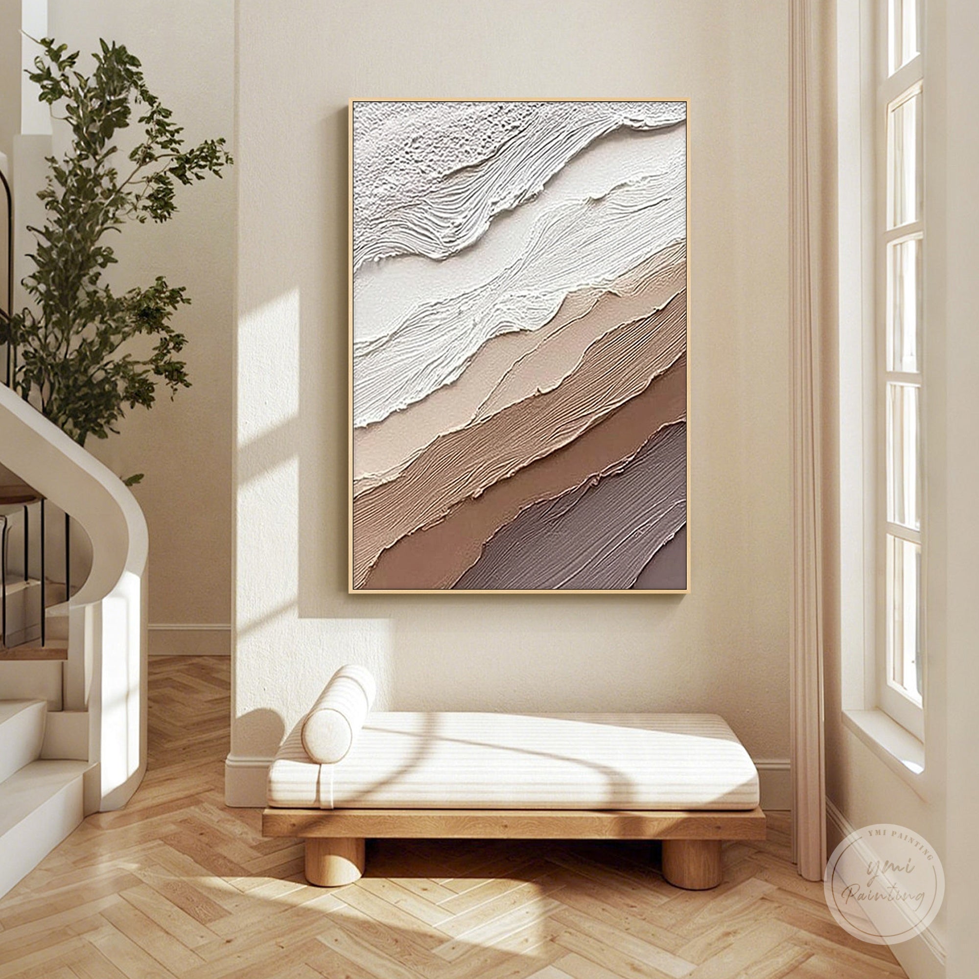modern abstract painting with soft earth tones