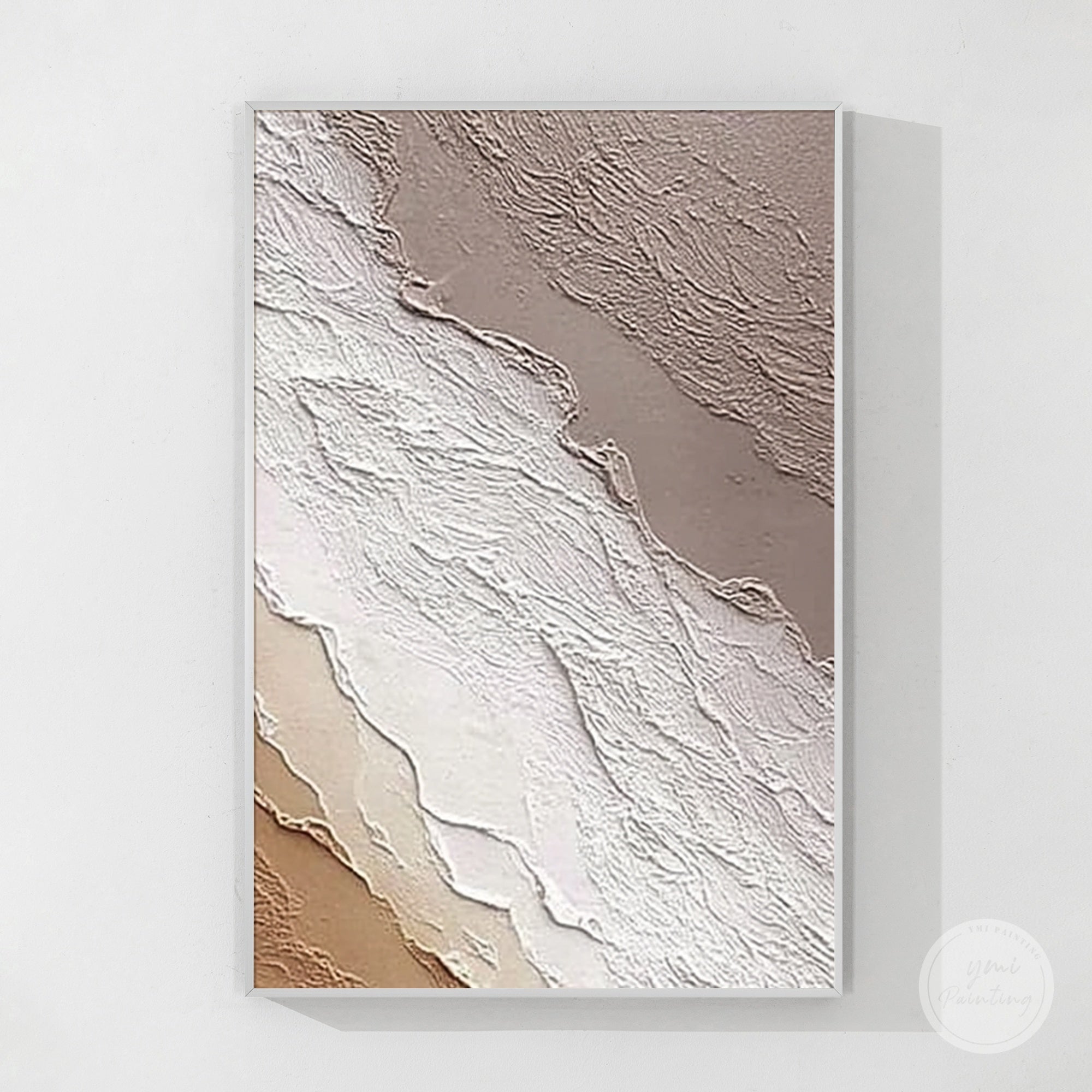 Soft beige organic strata abstract artwork