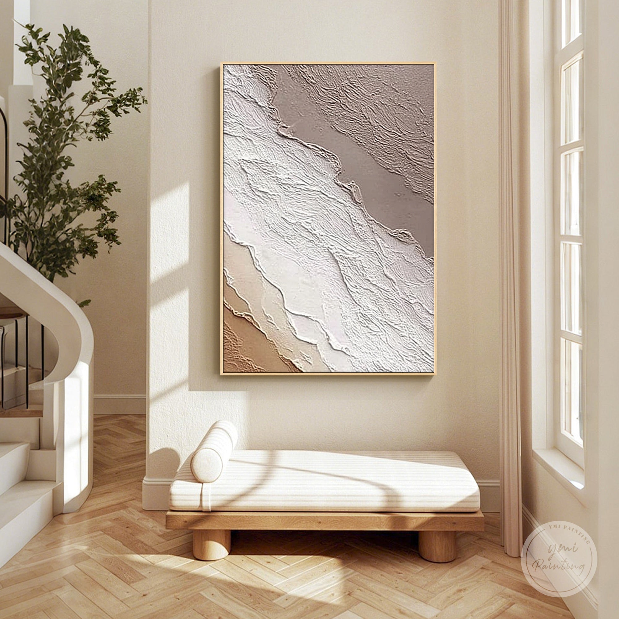 Modern beige and ivory textured art surface