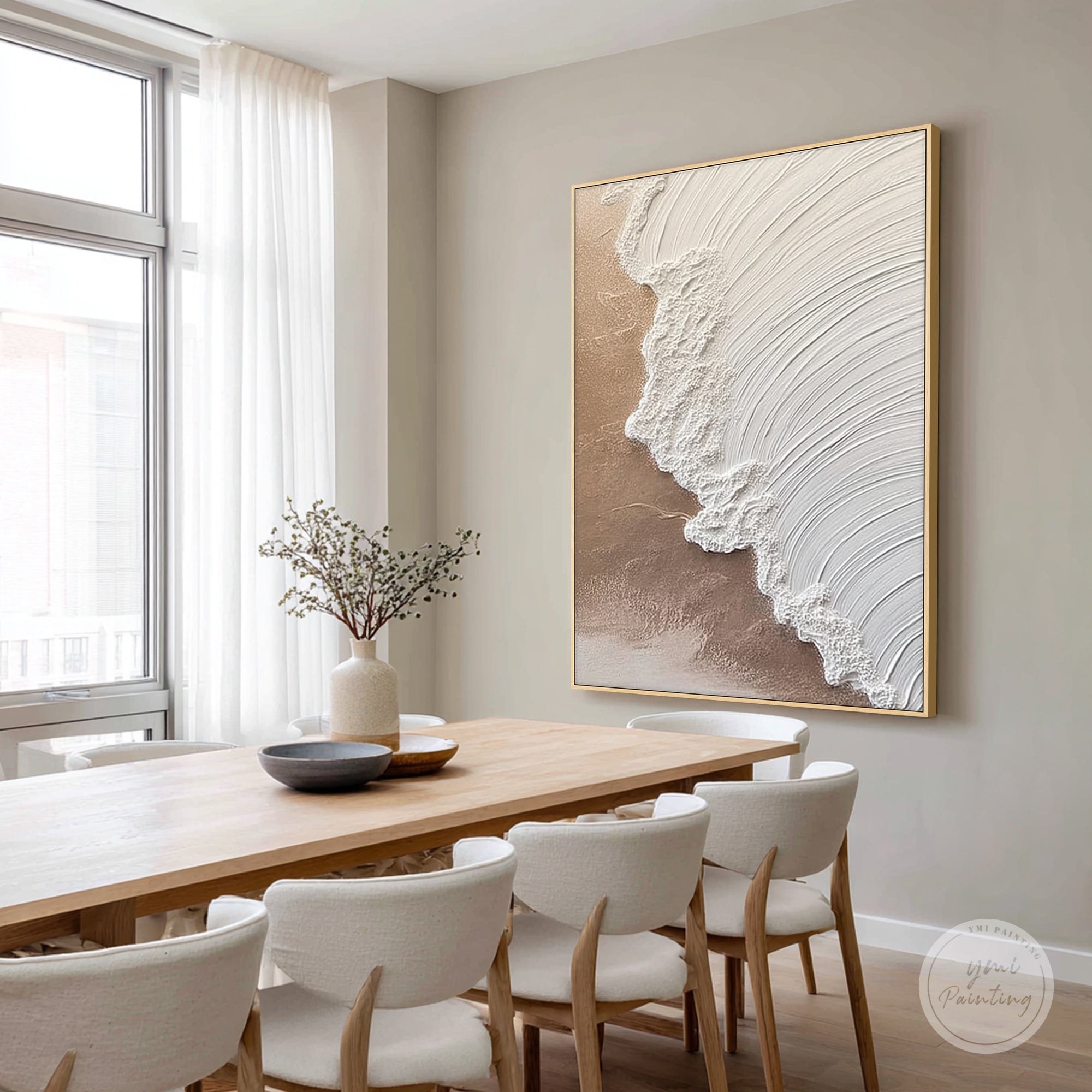 Modern abstract artwork inspired by sea waves