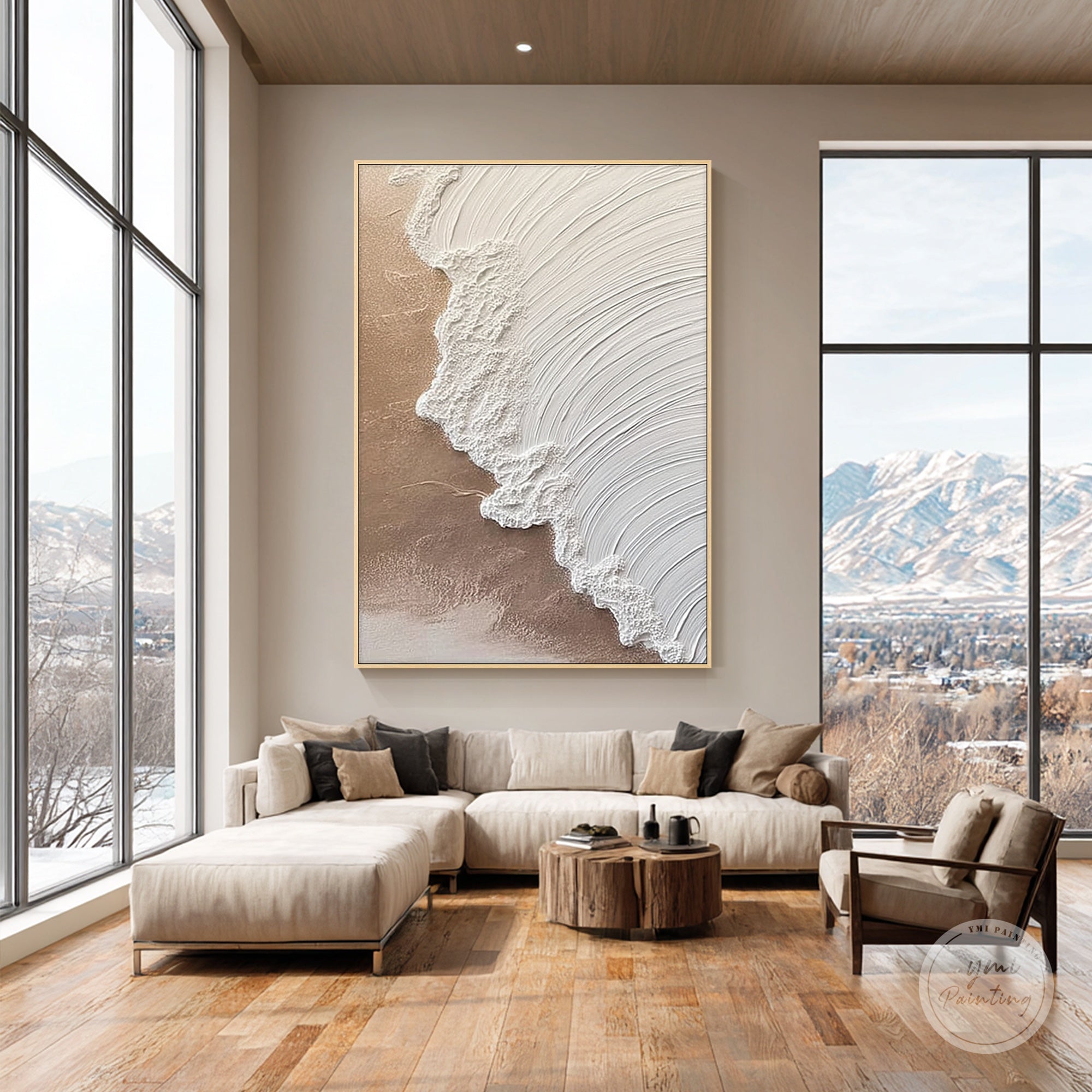 Minimalist beach wave abstract painting