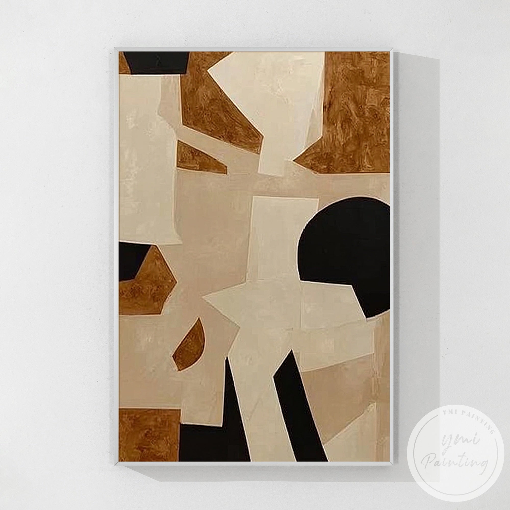 Abstract geometric neutral canvas wall art print