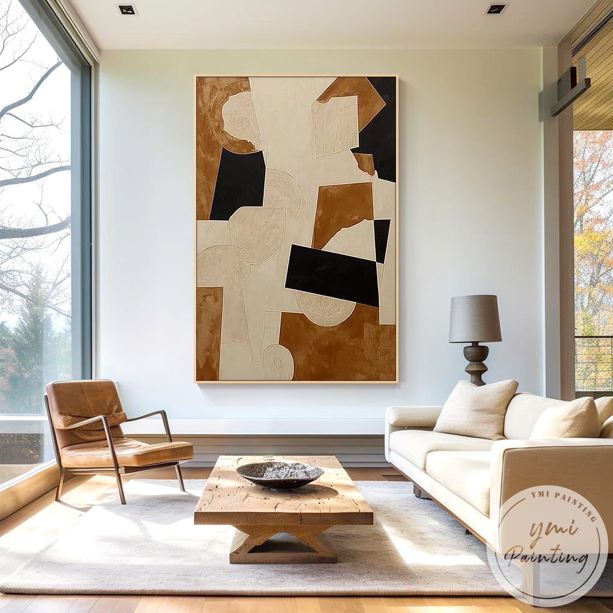 minimalist abstract wall art with layered shapes texture