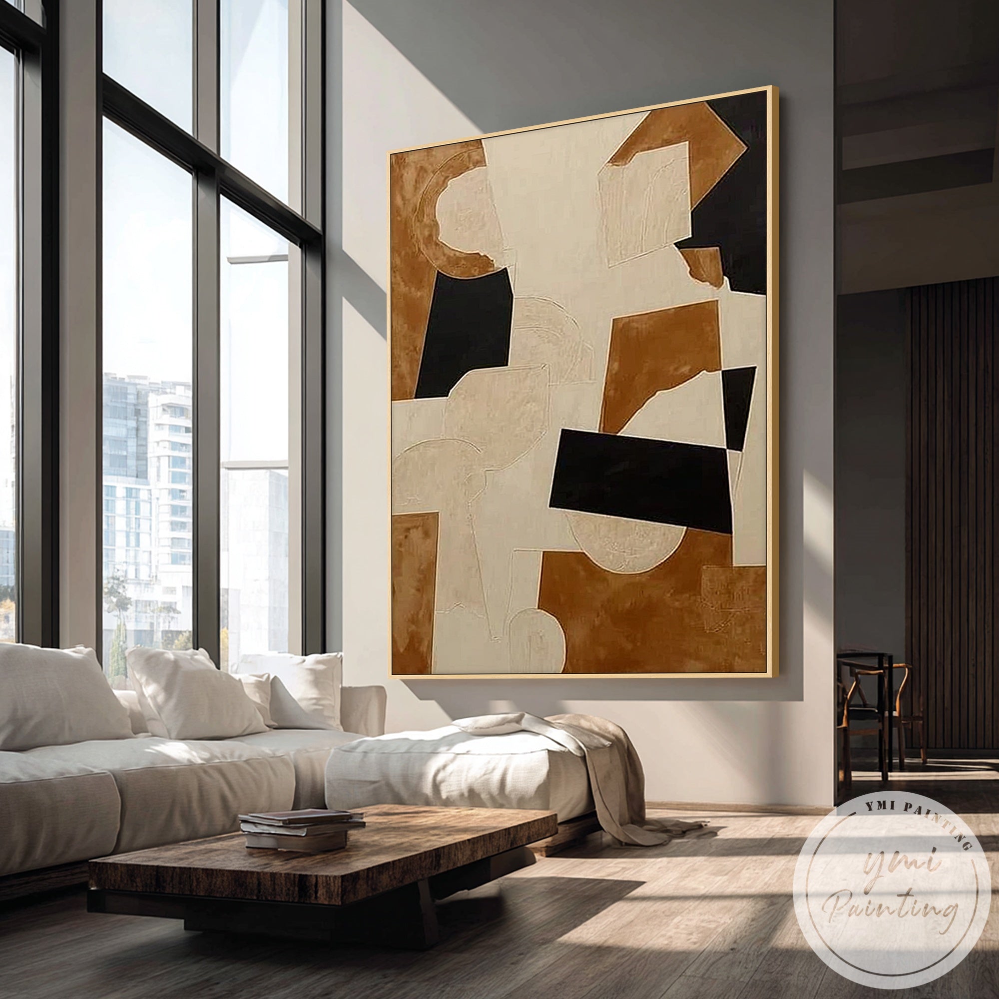 textured neutral canvas artwork abstract shapes design